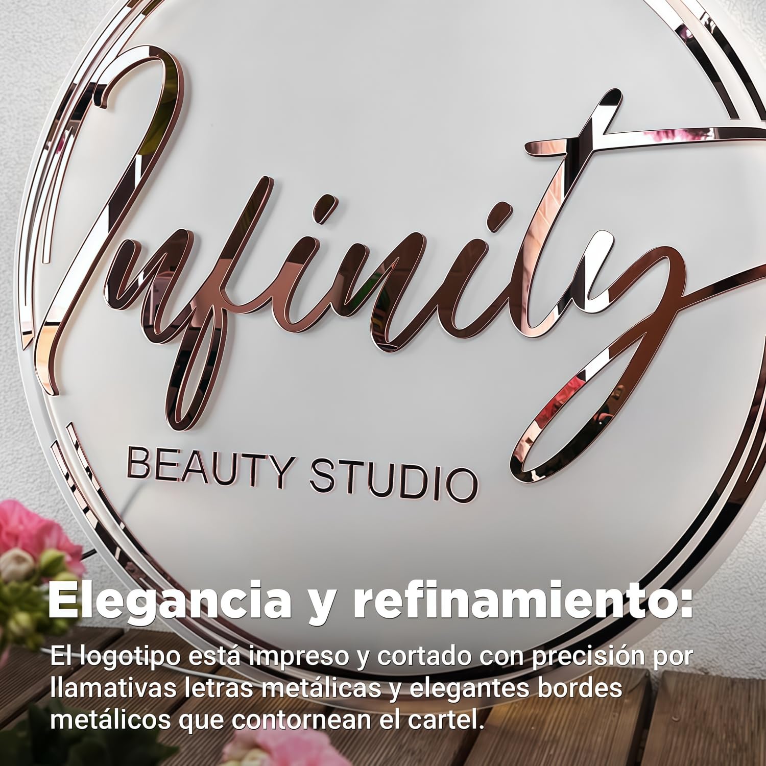 Neonapm Letrero Acrílico Retroiluminado Personalizado, Letrero de Logotipo LED para Negocios, Diseño de Escaparates, Salones de Uñas, Estudios de Belleza, Forma Redonda (35cm-115cm)