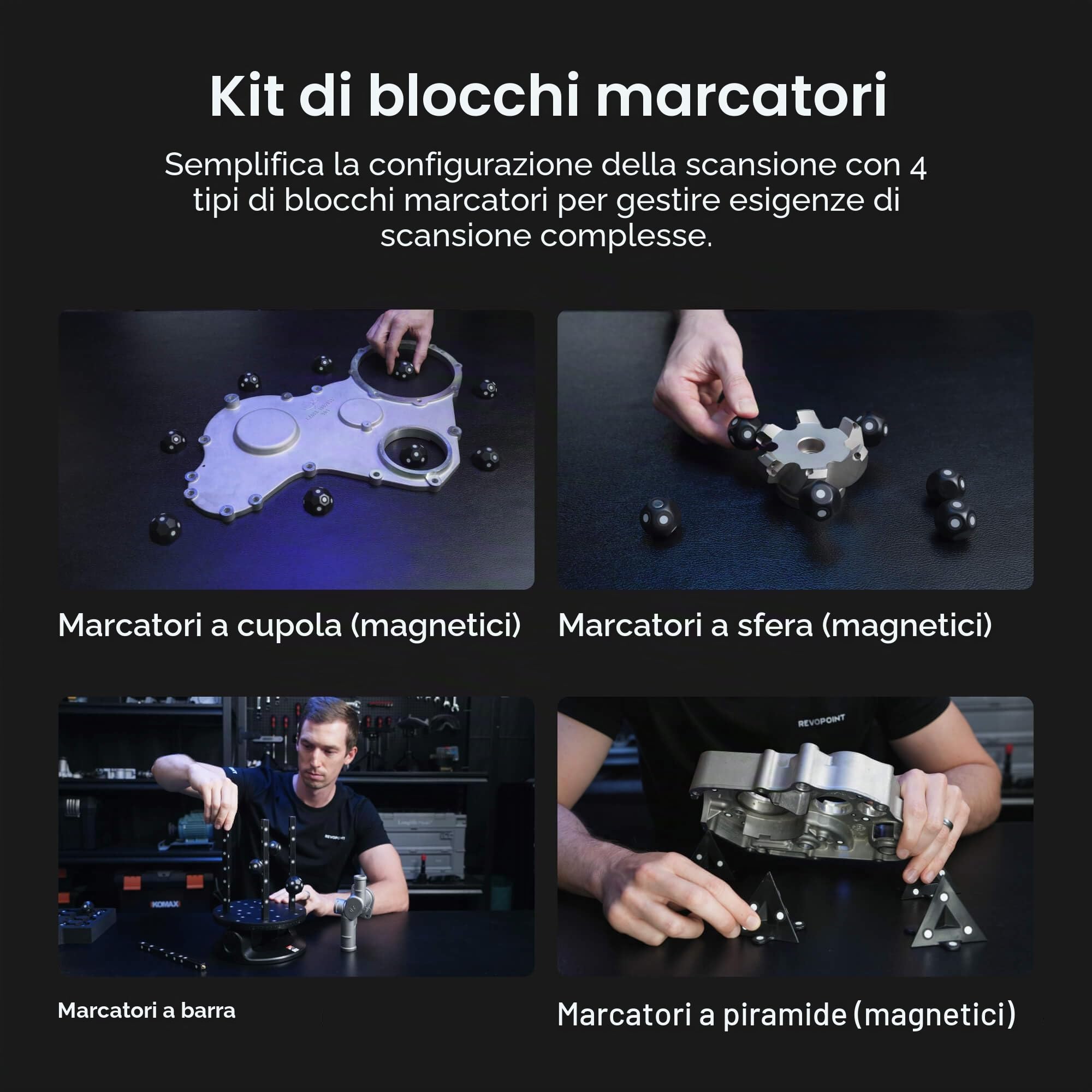 Revopoint MetroX Pro Scanner 3D, laser blu industriale 30+15, Avanzato | Precisione 0,01 mm, anteprima in linea, 4 modi di scansione, a colori, scanner 3D manuale per la stampa 3D