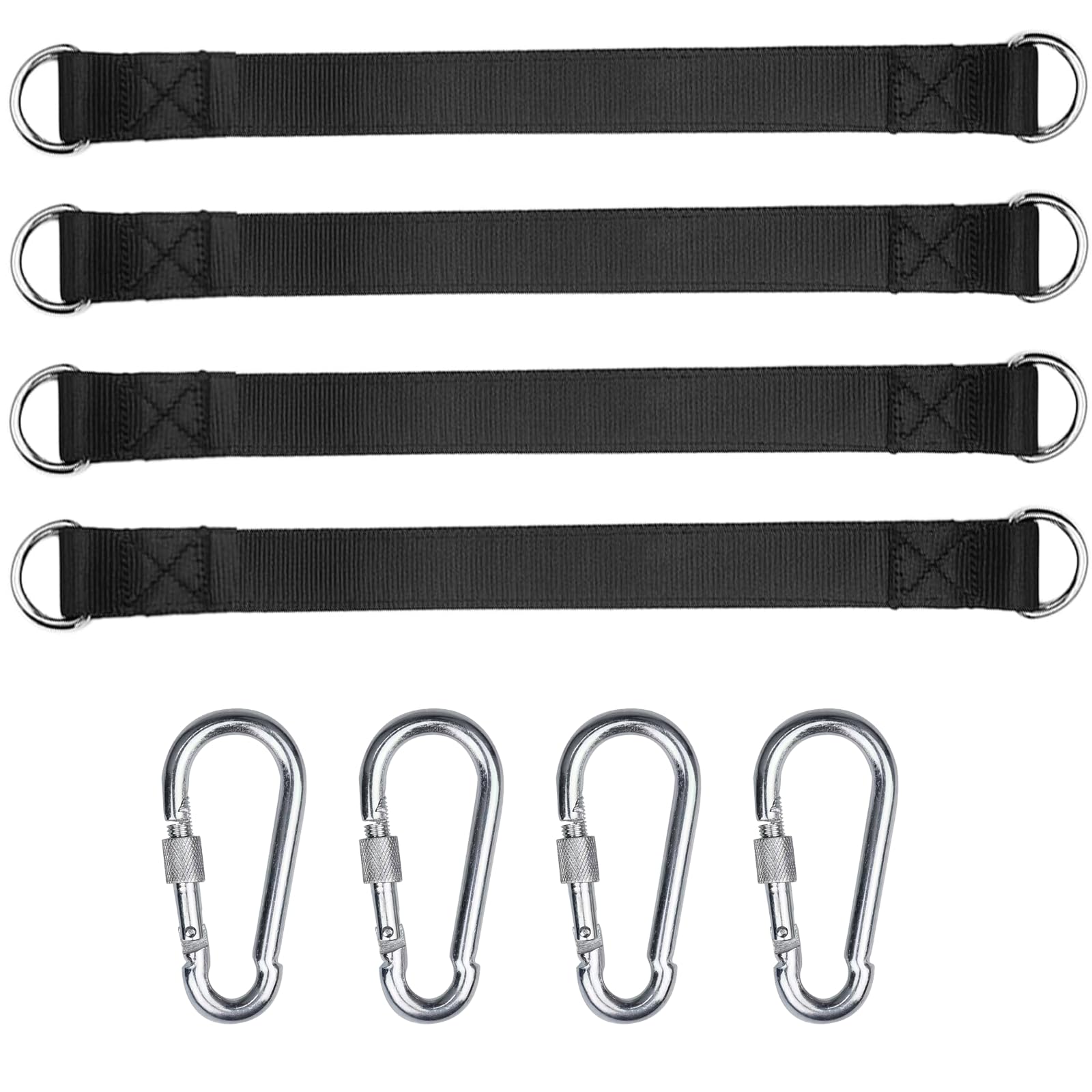 FENGJINGJIACHENG 4 Pcs Hammock Attachment Swing Attachment with 4 Heavy Duty Carabiners, Nylon Hanging Strap for Tree Swing Seat, Hammock, Plank