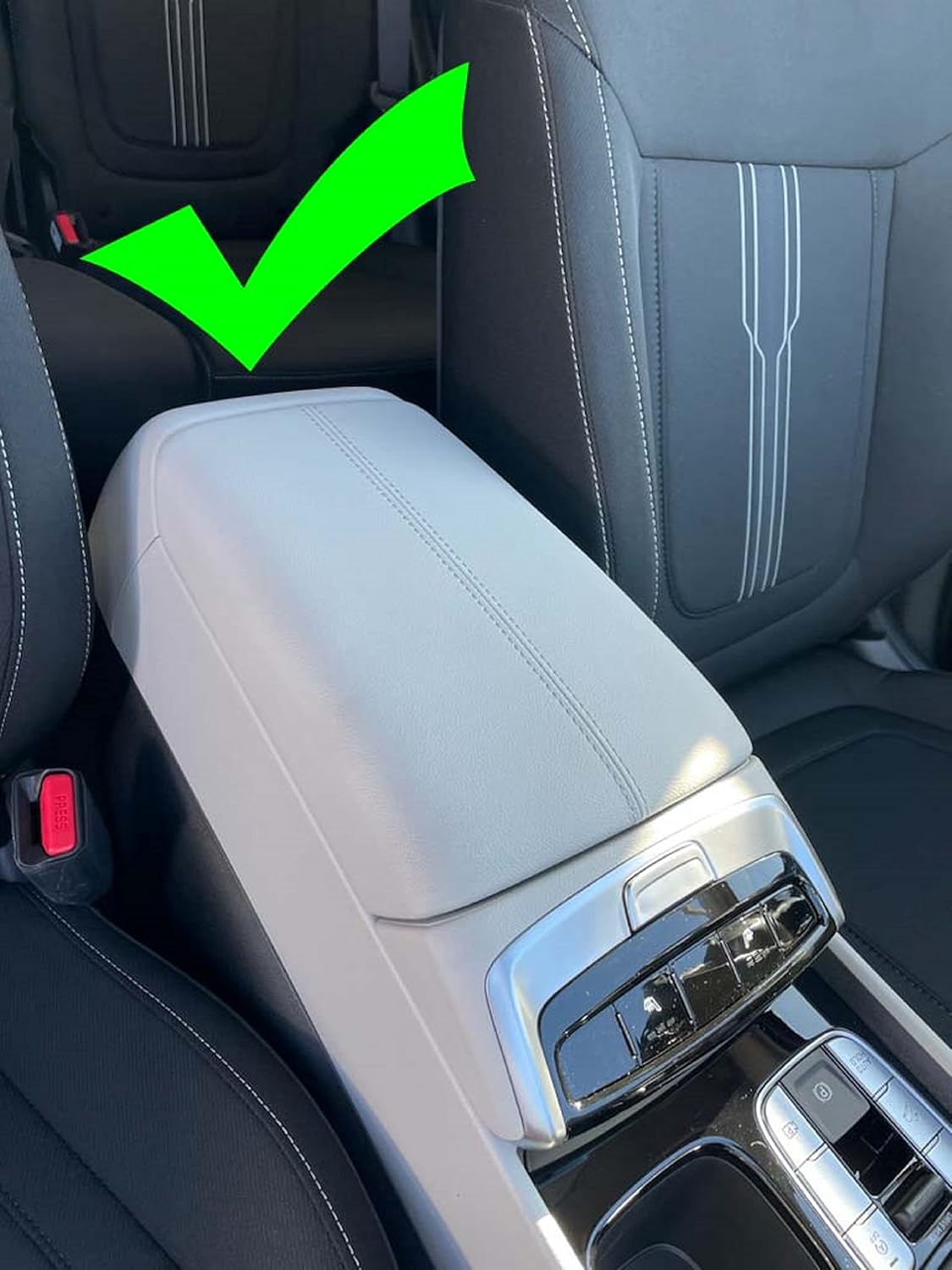Car Console Covers Plus Hand Made in USA Designed for Hyundai Tucson Select Models with Console Image Shown 2022-2025 Neoprene Auto Armrest Center Console Cover Protector Black
