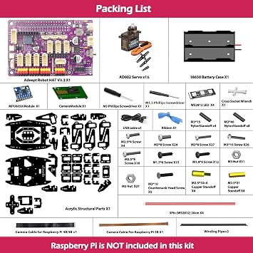 Adeept RaspClaws Hexapod Spider Robot Kit Compatible with Raspberry Pi 5/4B/3B/3B+(Board Not Included), STEAM Crawling Robot, OpenCV Target Tracking, Video Transmission, RPi Robot with PDF Manual