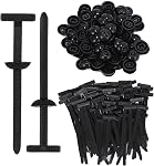 200Pcs Nylon Universal Cable Tie Buckle, Ziplock Pro Car Button Grip Ziptie Zipper Clips, Strap Style Self Locking Lock T Zip Tie for Automotive Bumper Fender Liner Auto Body Panel Fastener Rivets