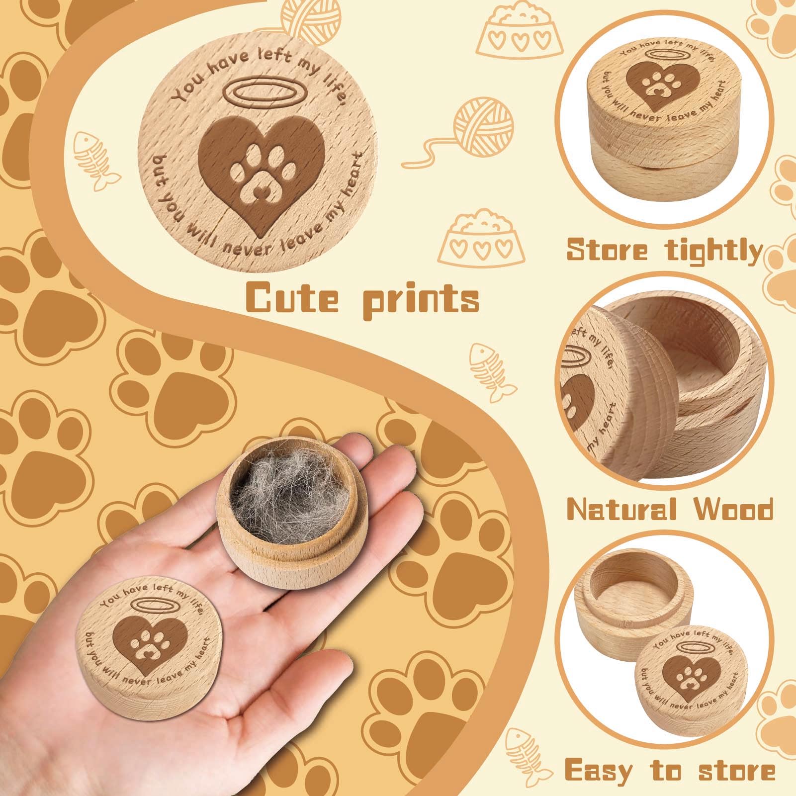 CREATCABIN Scatola Commemorativa per Cani Urne Legno per Animali Domestici Scatola Commemorativa Legno Incisione A Forma Zampa Mini Ricordo Perdita Simpatia Lutto per Conservare Gatti Cani 5x4cm