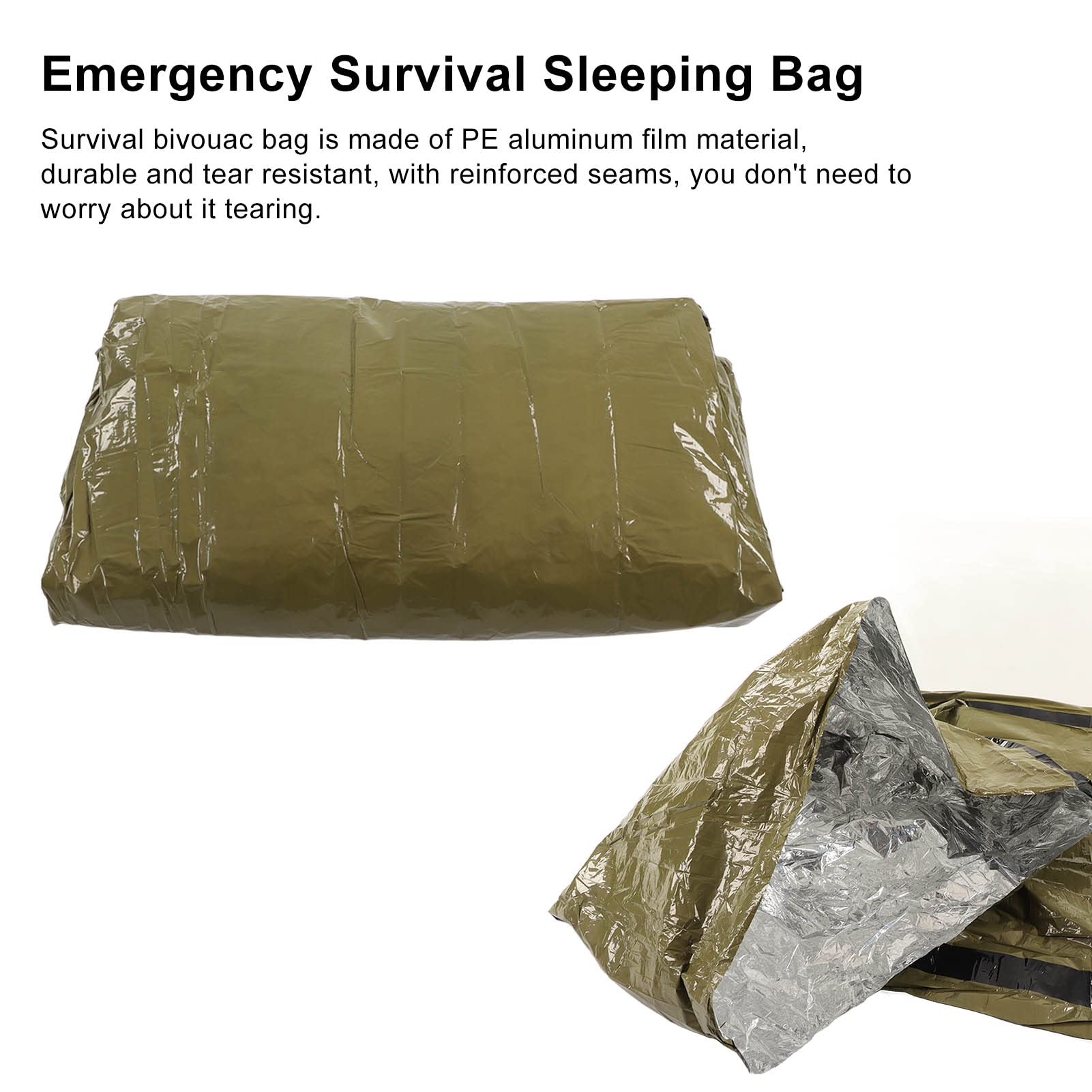 RTLR worek biwakowy 0,03 mm PE folia aluminiowa survivalowa śpiwór wygodny bezpieczny odporny na rozerwanie z workiem do przechowywania