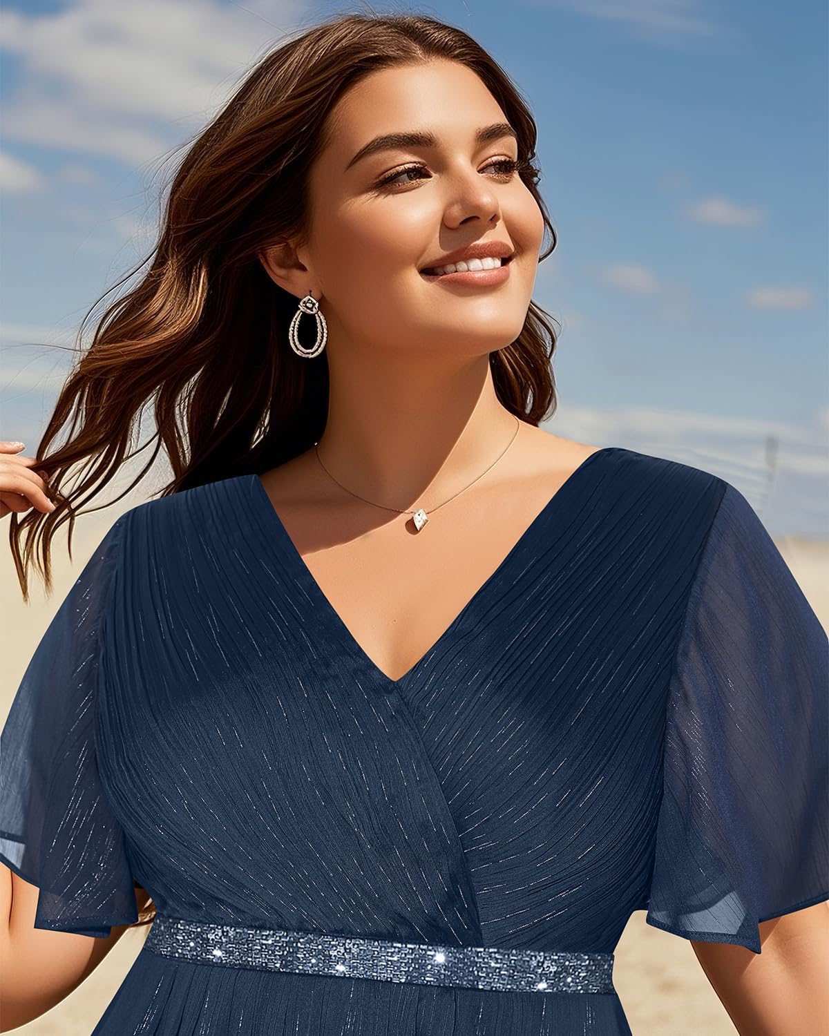 Pinup Fashion Women Plus Size Cocktail Dress - Formal Wedding Guest High Low Pleated Wrap V Neck Dresses 2025 - Image 5