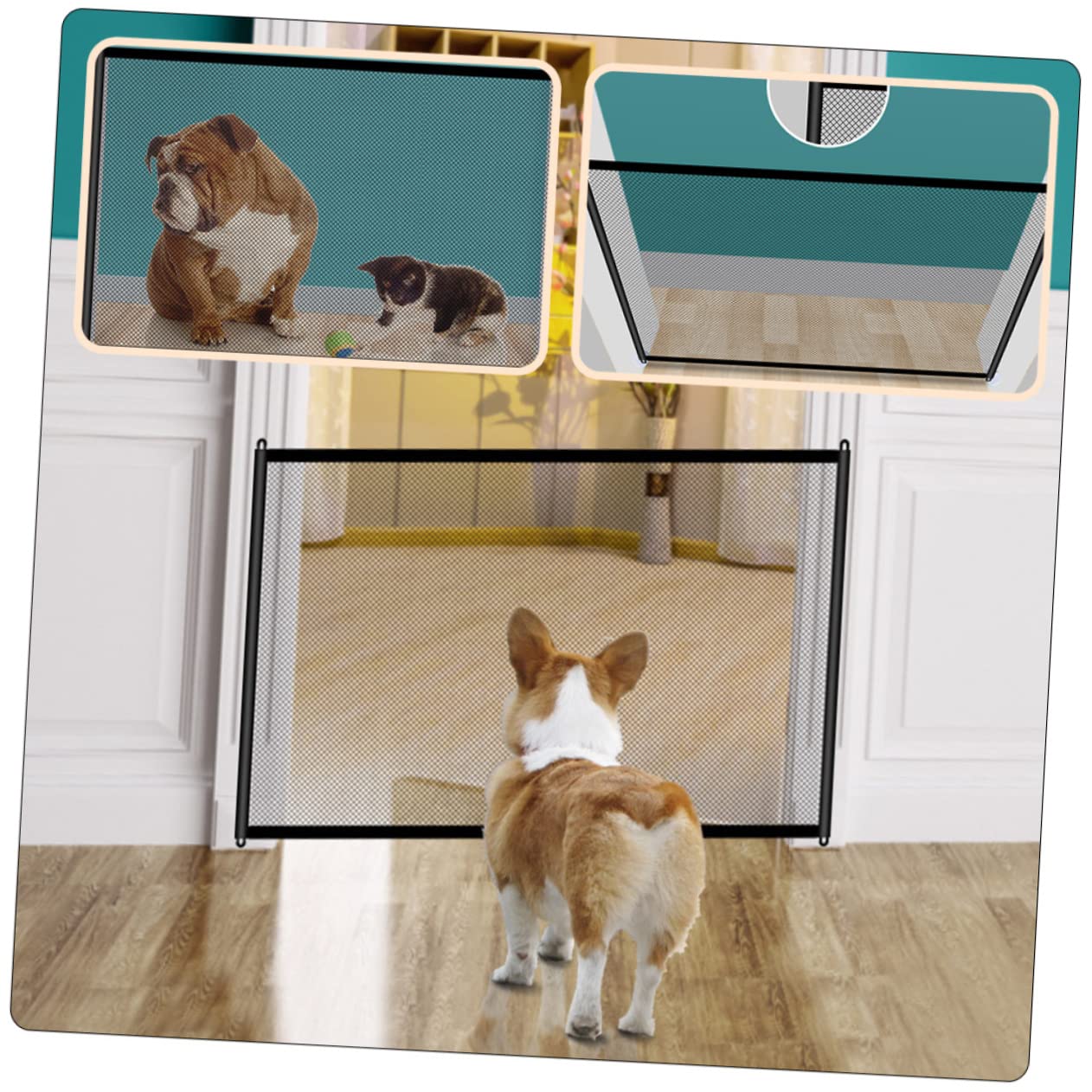 ifundom 1Pc Dog Mesh Gate Pet Barrier Fence for Indoor and Outdoor Use Enclosure for for Pet Owners Space Saving