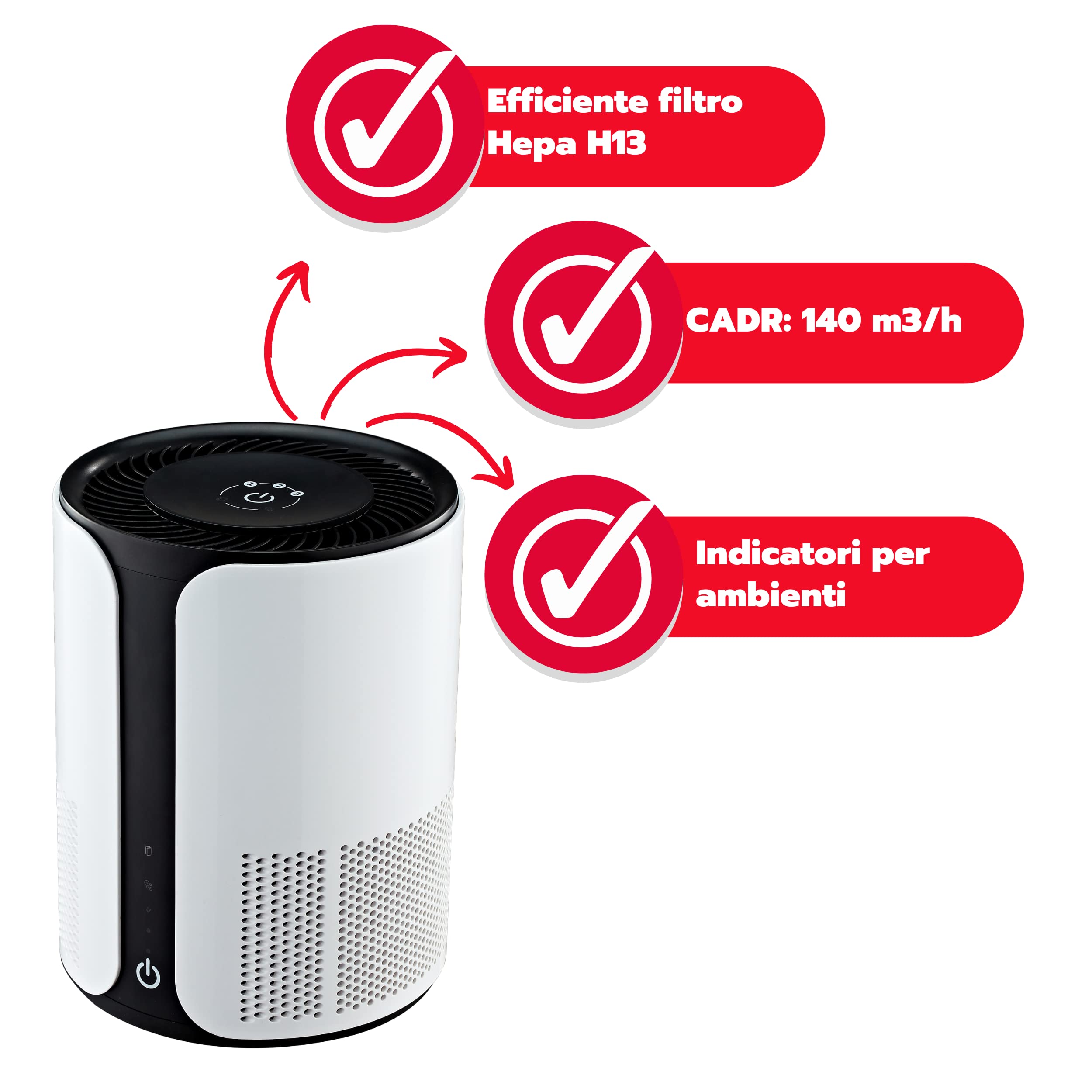 ARDES | ARM8P02 Purificatore Aria NEAT Depuratore Igienizzante Aria Casa Sanificatore Professionale Purificatore D'aria, Ionizzatore Con Filtro Aria Carboni Attivi E Filtro Hepa Antibatterico