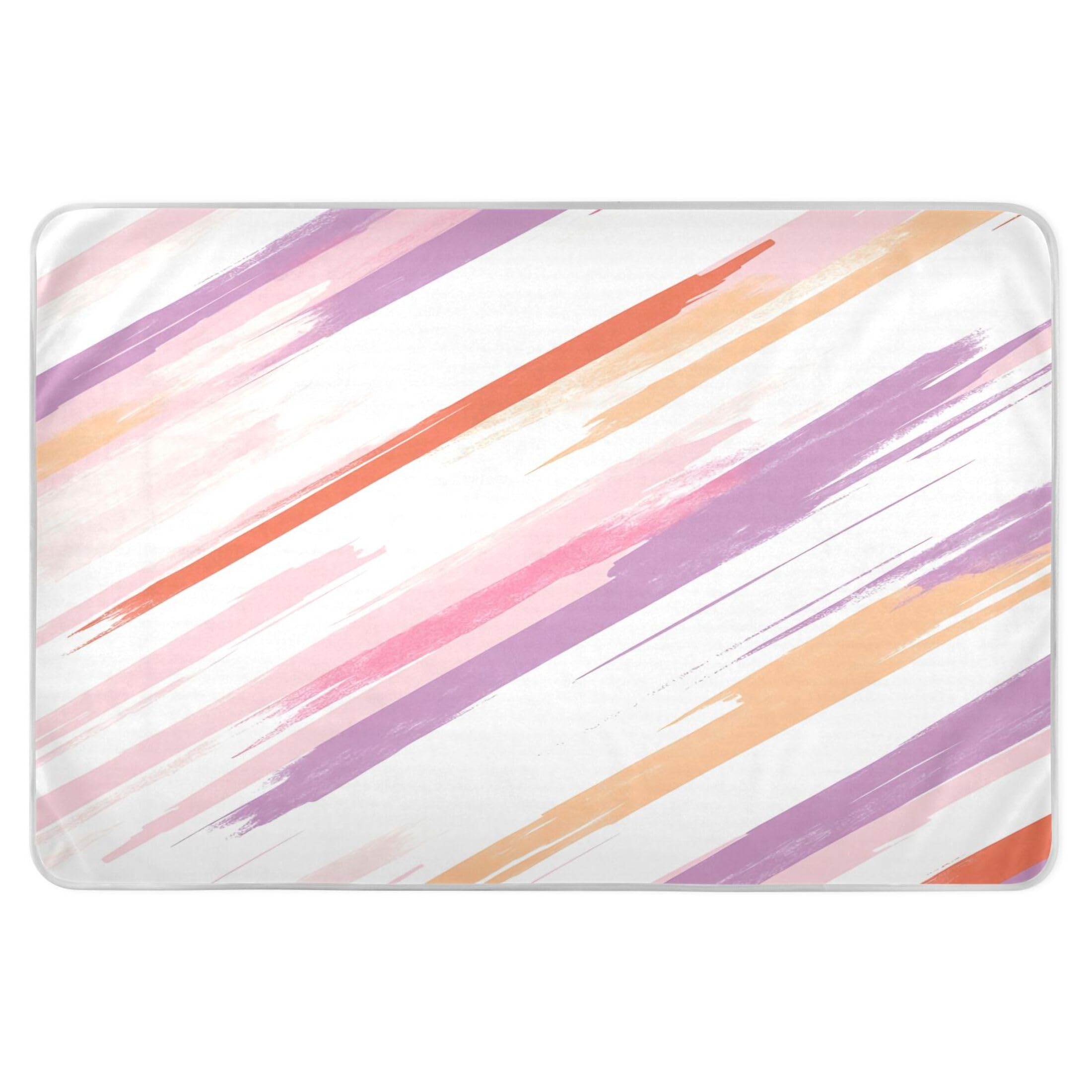 Takiito Lilac Stripes Bed Pad Reusable Bed Underpad Washable Waterproof Leak-Proof Quick Dry Incontinence Pee Pad for Toddlers Kids Adults Pets 34x52 in