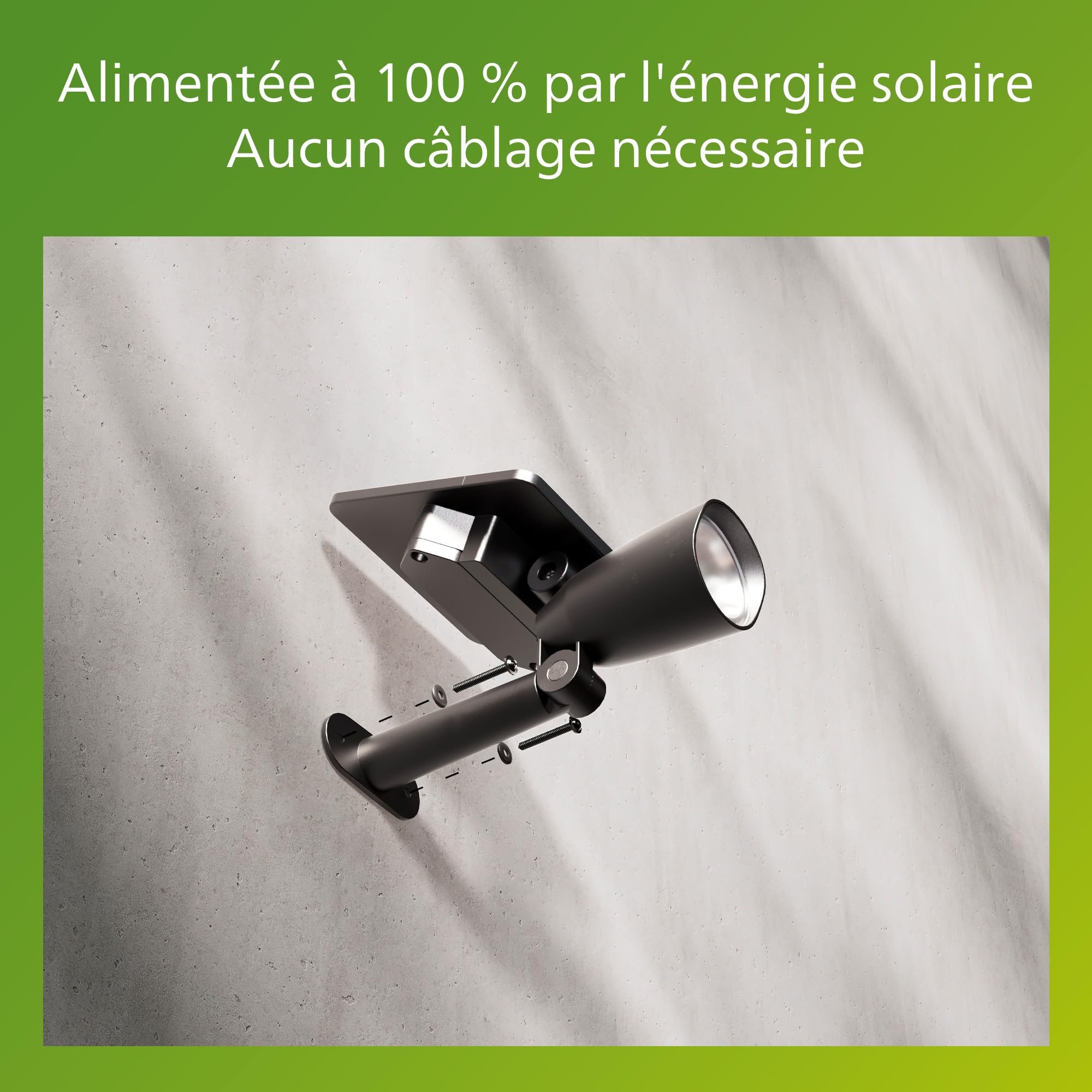 Philips Ashlyn Spot/Applique Solaire d’Extérieur, 2700 K, 150 lm, Noir