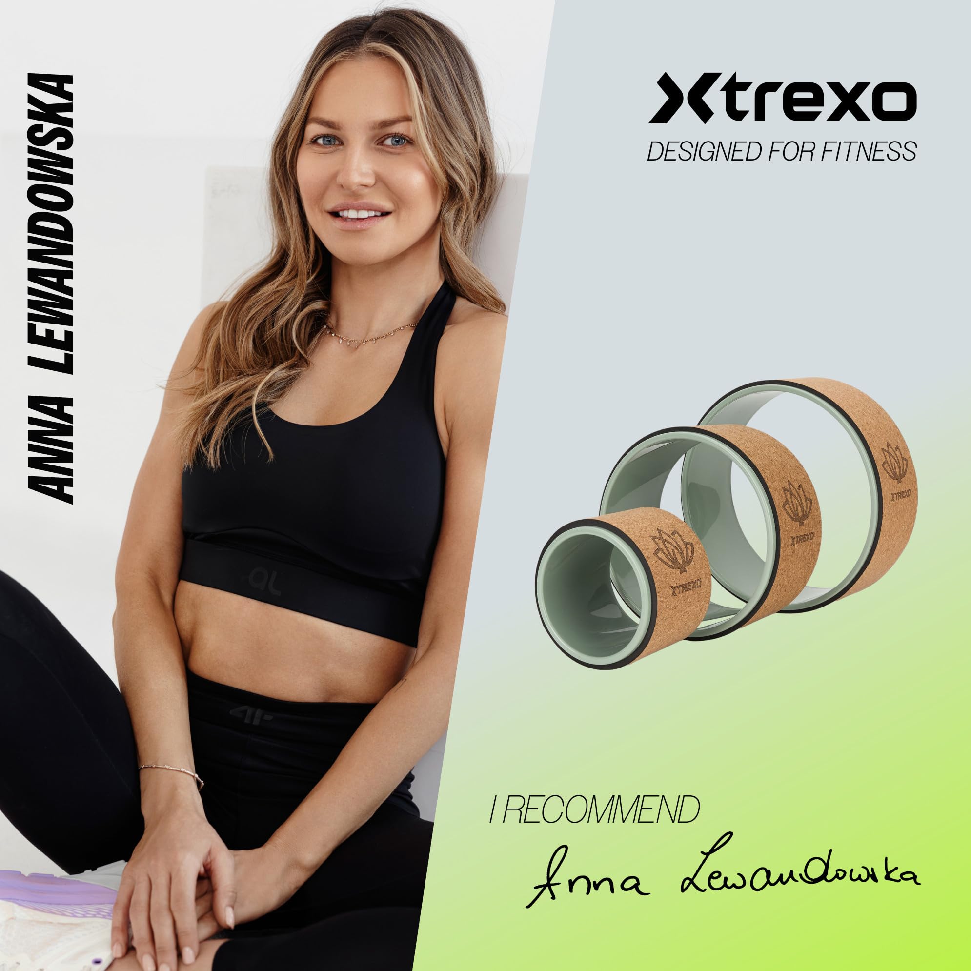 XTREXO FlowWheel 3 en 1 – Lot de roues de yoga Vert olive (grand/moyen/petit) Antidérapantes pour étirement du dos, équilibre et entraînement de cœur, yoga et Pilates