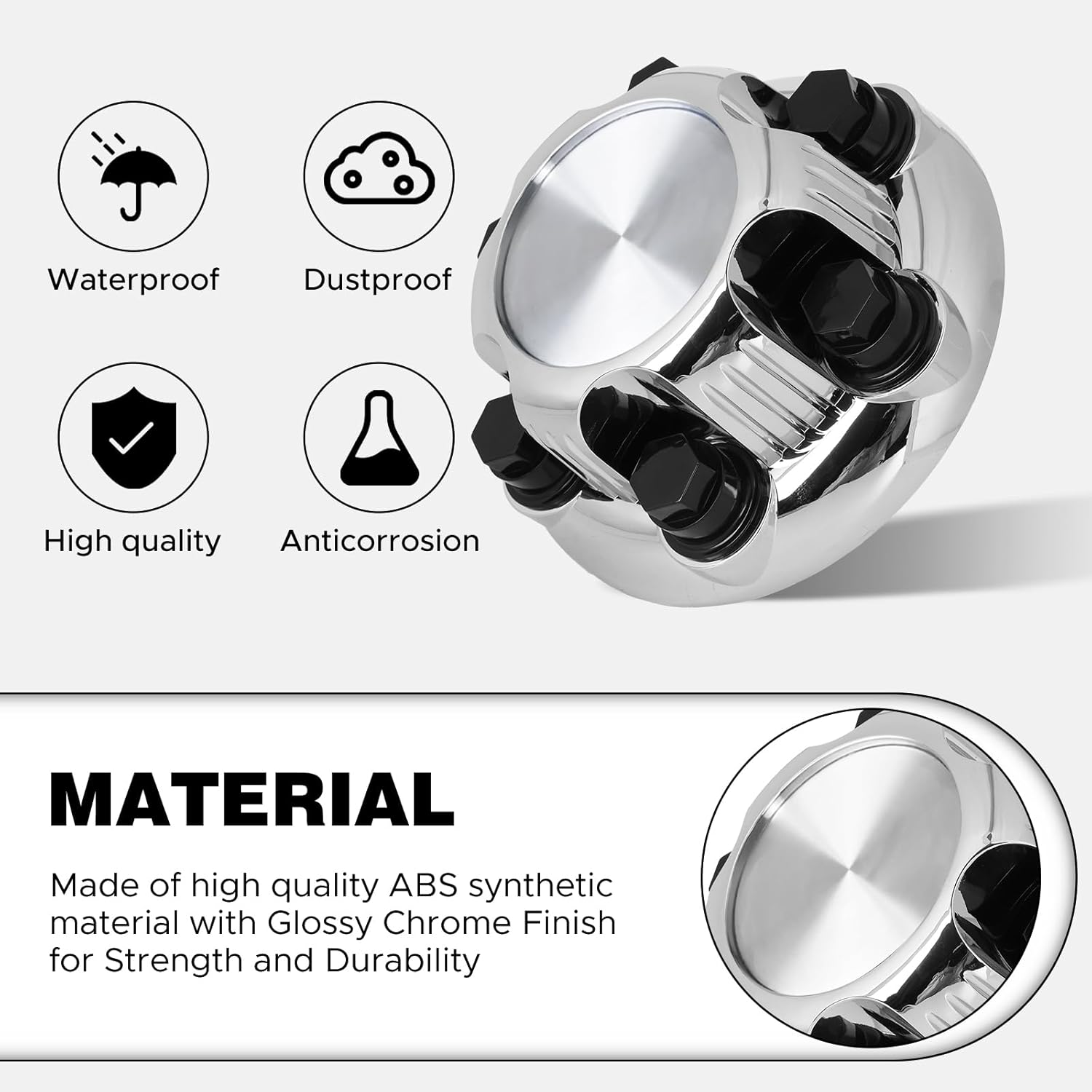 (Set of 4) Chrome Wheel Center Caps 6 Lugs Compatible with Select 16 Inch Van & Truck - Replacement 16"" 17"" 1999-2012 1571237 15067578 560-05129