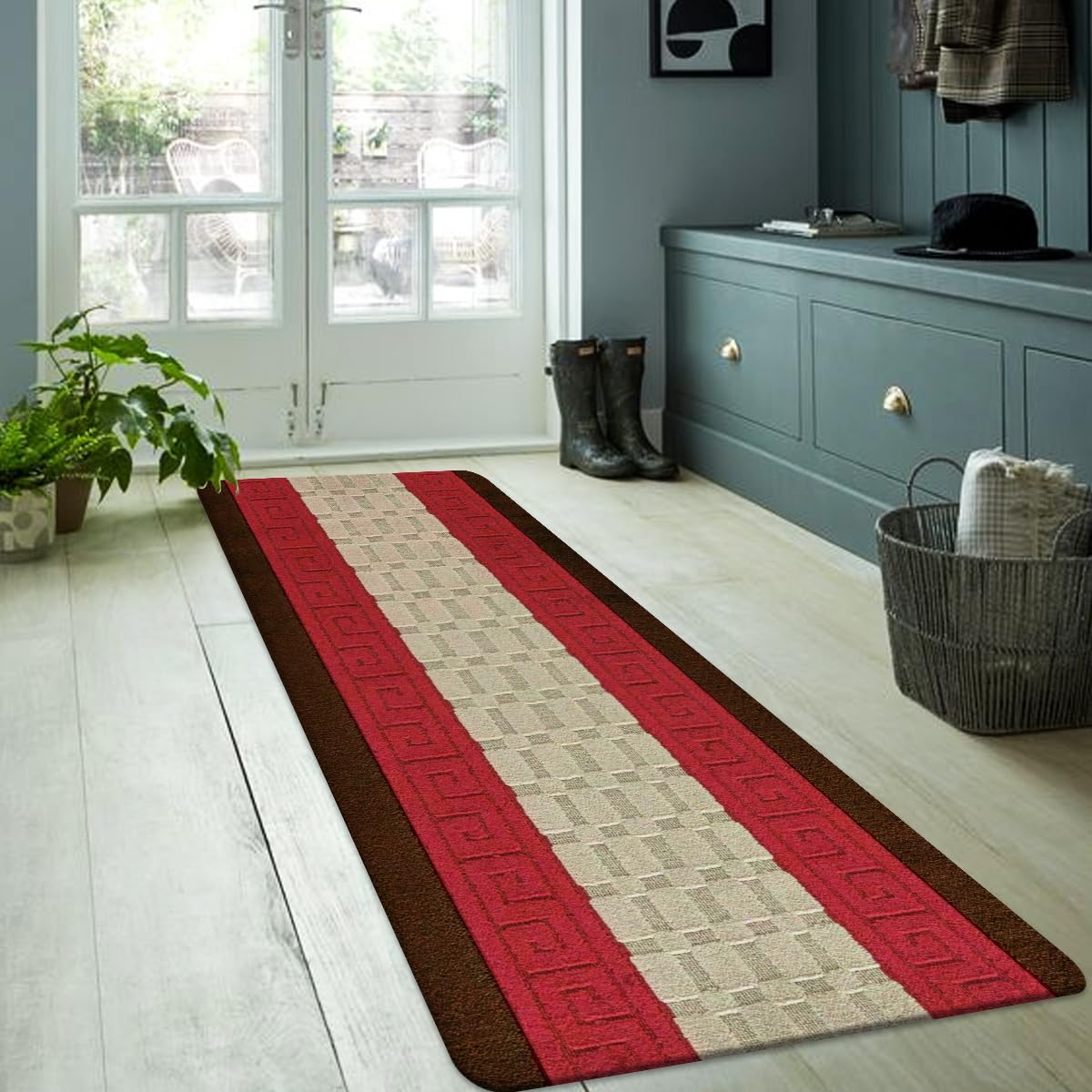 Fit Even Gel Back Runner Rug โ Large Washable Non-Slip Carpet for Living Room, Bedroom, Lounge, Dining, Kitchen, Modern Indoor Long Floor Rug (Brown Red, 60x110 cm) โ image 1