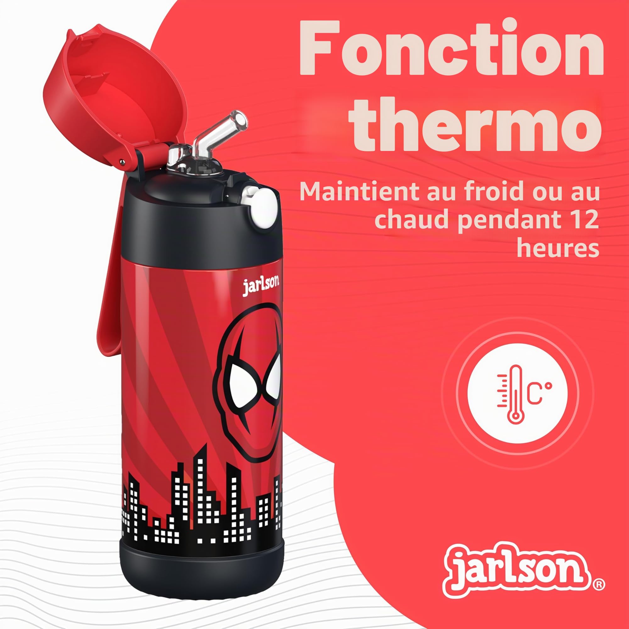 Jarlson Gourde Enfant 350ml Bouteille Isotherme Anti Fuite Inox Sans BPA