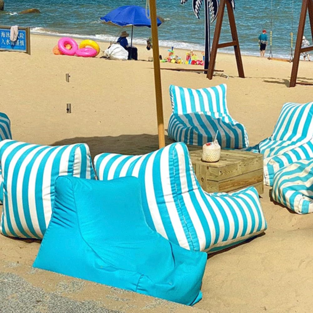 SXBCyan Pouf Flottant for Piscine sans Remplissage - Pouf Flottant for Piscine - Grand Fauteuil Poire Confortable for Extérieur Et Intérieur - Pouf De Plage À Rayures for Extérieur Et Extérieur(Red)