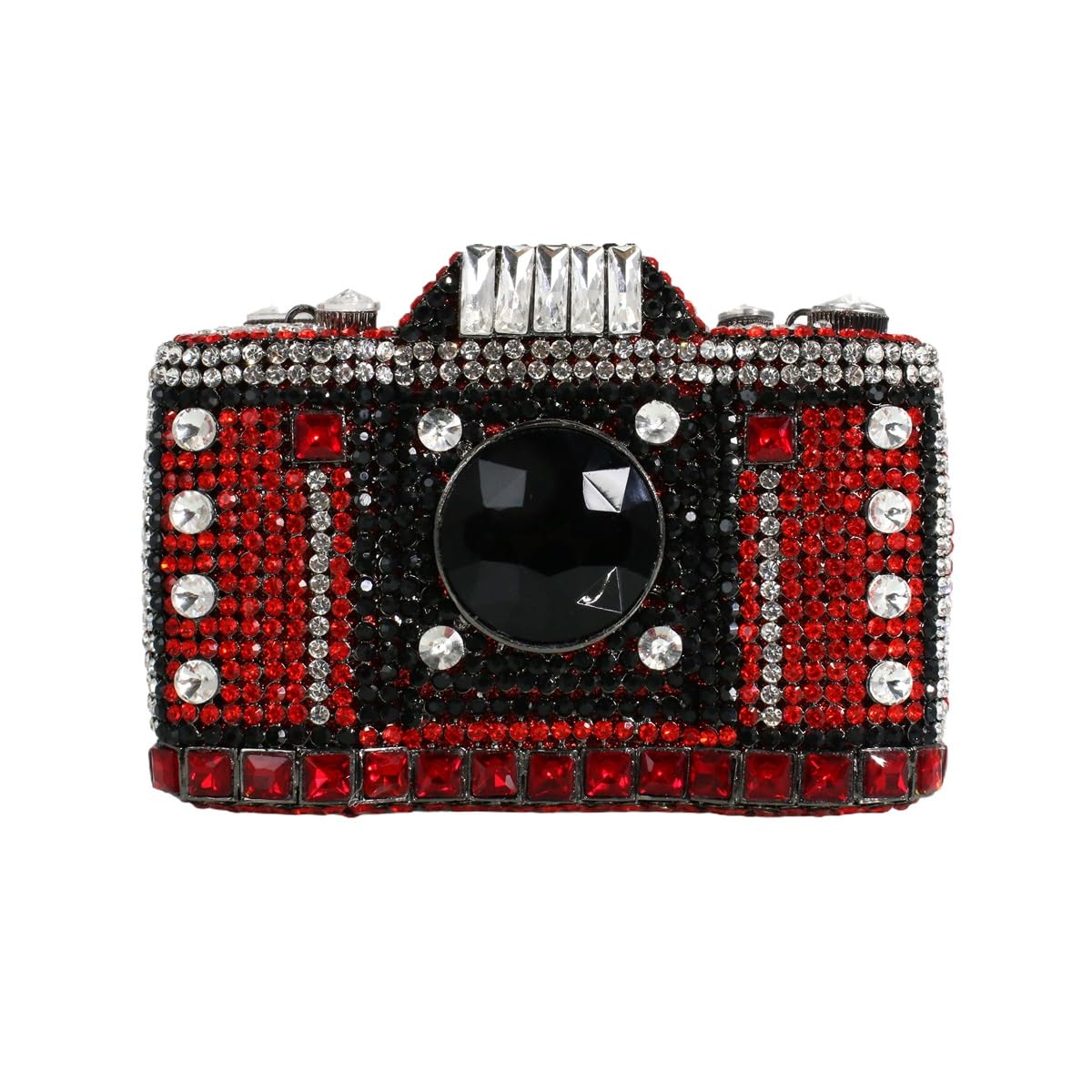 UMREN Novelty Crystal Camera Shaped Clutch Purse for Women Sparkly Rhinestones Evening Clutch Bag Glitter Bridal Prom Handbag