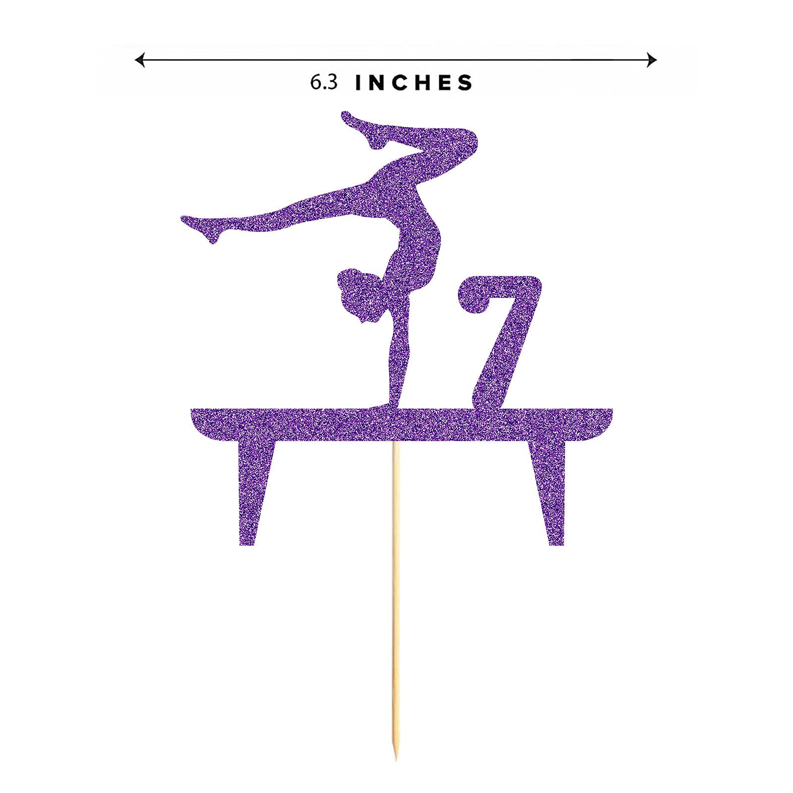 MAGJUCHE Purple Gymnastic 7 Cake Topper, Girl Rose Gold Glitter Gymnast 7th Birthday Party Decoration