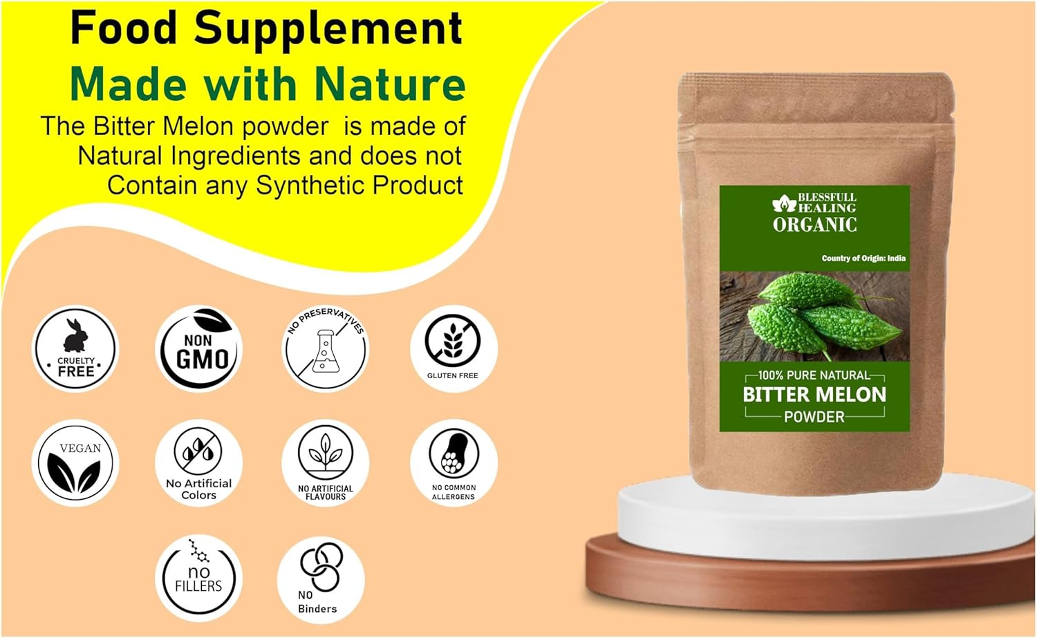 Blessfull Healing Organic Bitter Melon Powder 100% Pure Natural 200 Gram / 7.05 oz