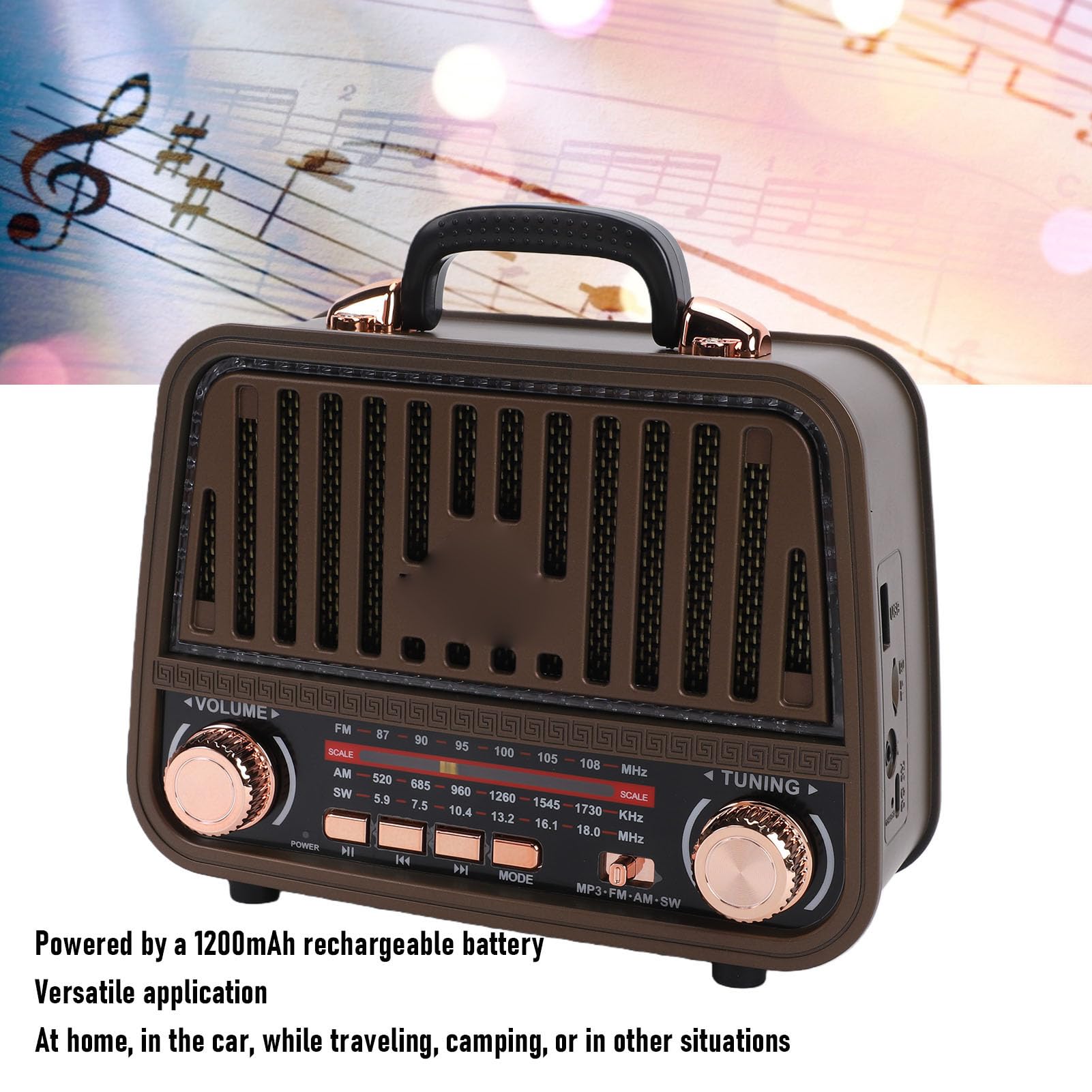 Cryfokt Altavoz Bluetooth Retro, Radio Am FM SW Portátil
