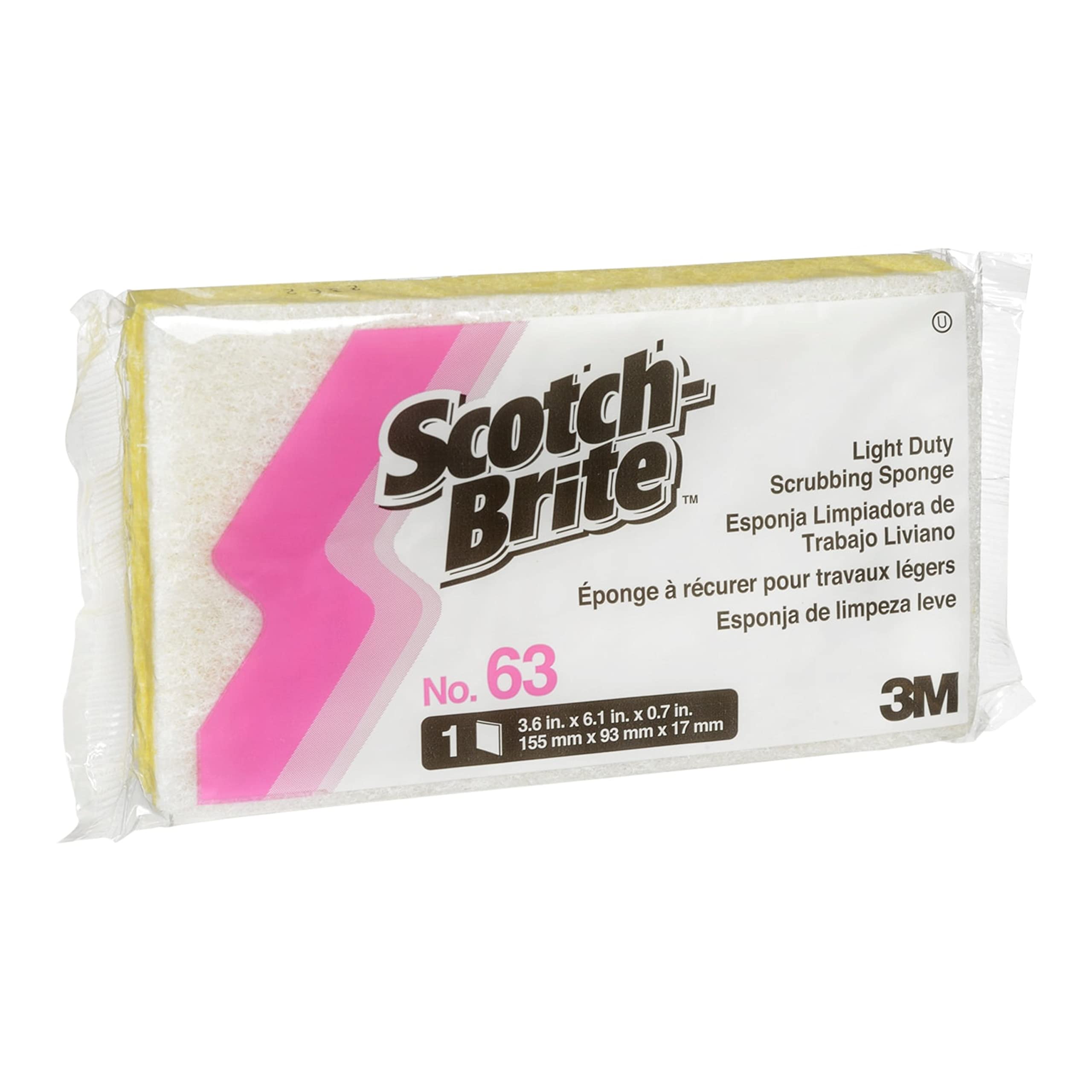 Scotch-Brite 63 Light Duty Scrub Esponja, 6 – 3/32 "x 3 – 19/32" x 11/16 "de grosor (diseño de 20)