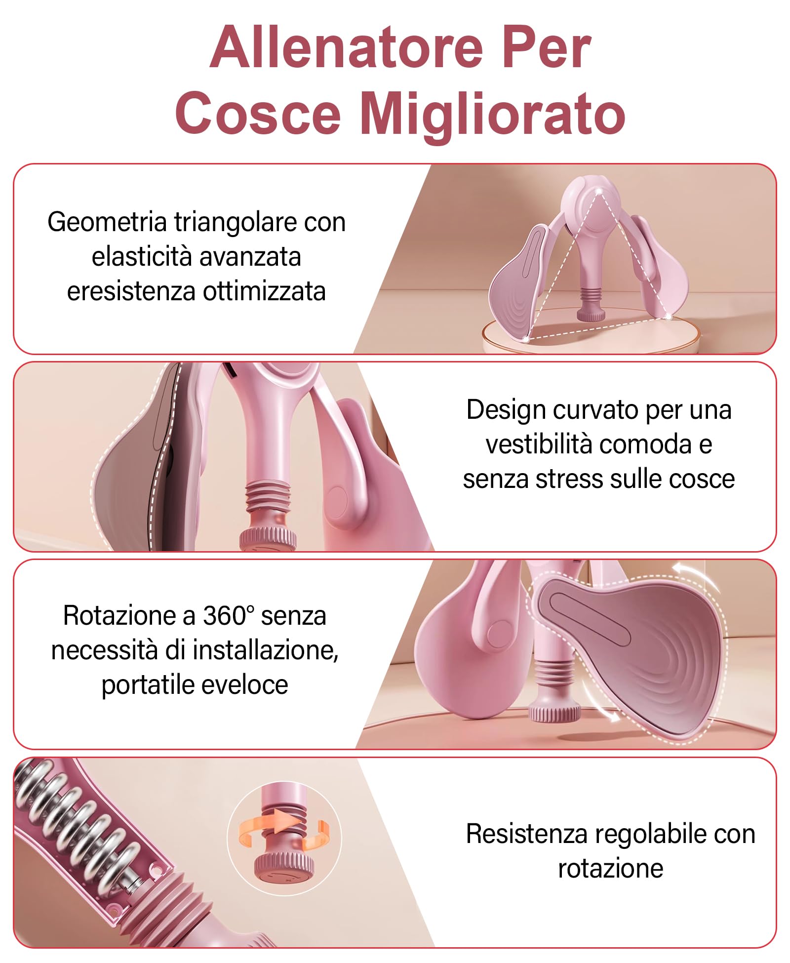 Beckenbodentrainer Donna Attrezzo Interno Coscia Pavimento Pelvico Attrezzi Casa Allenamento Pilates Glutei Addominali Gambe Braccia Fitness Donna e Uomo