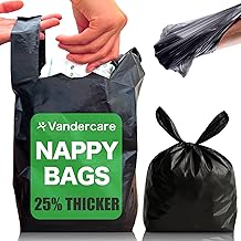 Adult Nappy Bags | 200 Pack | Sanitary Disposable Sacks for Large Incontinence Pads | 25% Thicker | Easy Tie Handles | Bag Extra Strong Thick | Fragrance Free Odourless Discrete