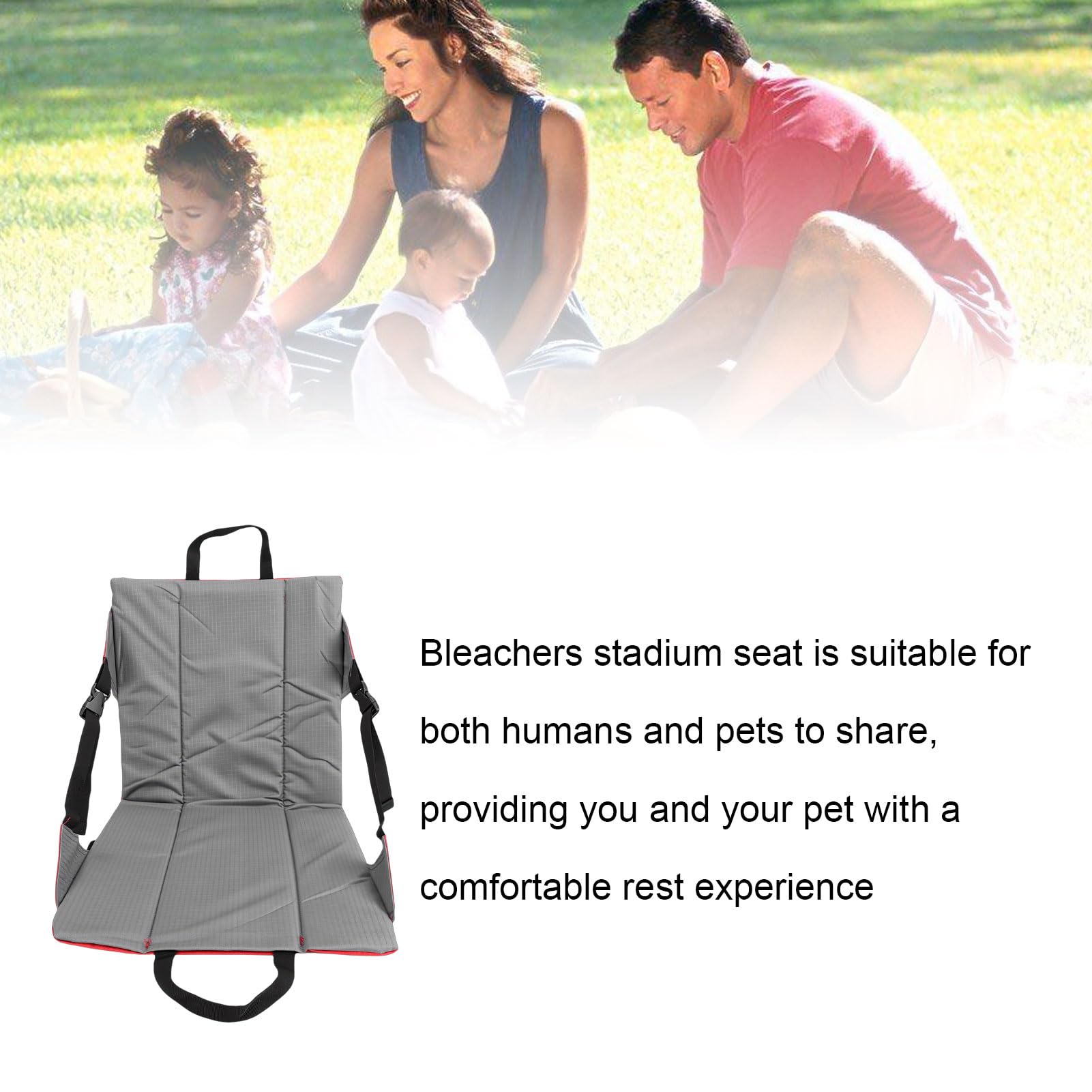 Stadionstuhl mit Rückenstütze, Tragbarer, Klappbarer, Bequemer Boden-Stadionsitz für Musikfestival, Outdoor-Angeln, Camping, Wandern, Strand, Camping-Bodenstuhl