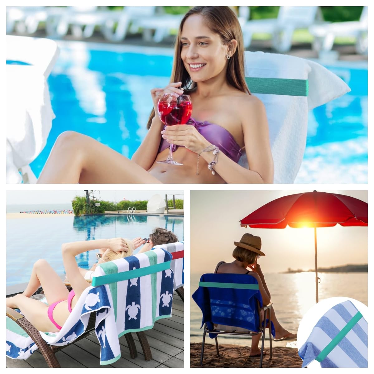 The Better - Set Di 4 Accessori Da Spiaggia, Fasce Per Asciugamani Da Spiaggia Sedie Da Piscina E Navi Da Crociera 1057377