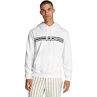 Tommy Hilfiger Uomo Felpa Central Chest Stripe con Cappuccio, Bianco (White)