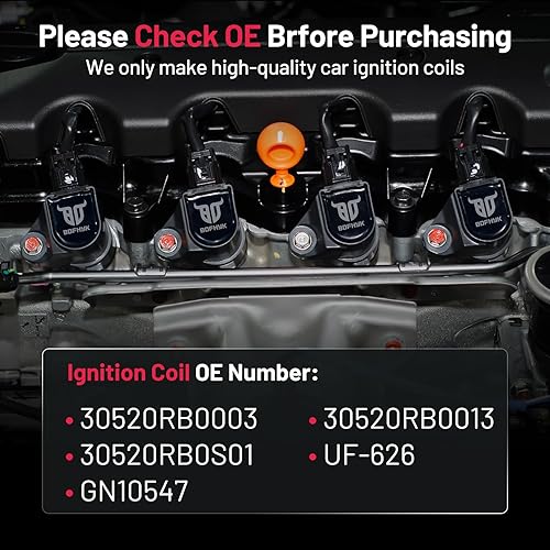 Vista 140 de BDFHYK Paquete de bobinas de encendido y bujías de iridio compatibles con Acura RSX Honda Accord Civic CR-V Element repuesto para UF583 UF311