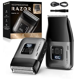 Cordless Foil Shaver for Men: High-Speed 6000RPM, Dual Replacement Heads (Foil + Trimmer), USB-C Rechargeable, IPX7 Waterproof & Battery Display - Amazon product rated Grade A