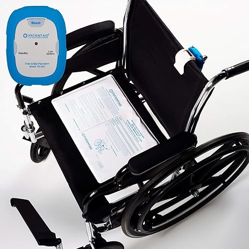 Patient Aid Alarma para silla con almohadilla de sensor de movimiento de 10 x 15 pulgadas y dispositivo con cable con carcasa de goma, sonido de