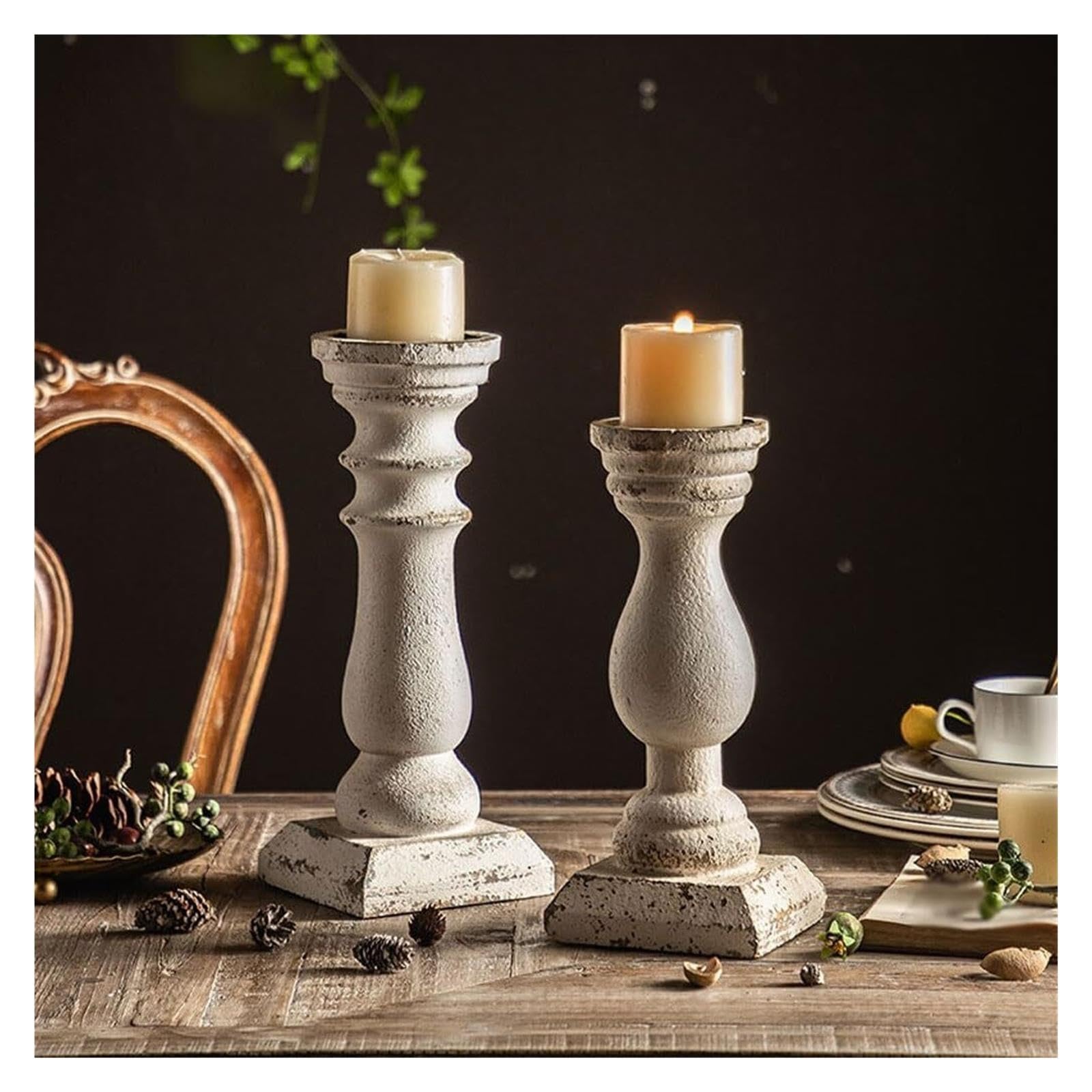 Portacandele Decorazione for Ingresso con Testa in Legno for candeliere Decorazioni per la mensola del Camino
