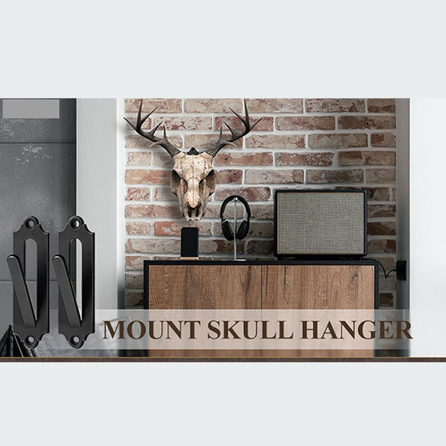 European Skull Hanger Set, 12 Pack Wall Mount Bracket for Deer, Elk, and Animal Skulls, Easy Installation, Sturdy Iron Material, Indoor Outdoor Decoration