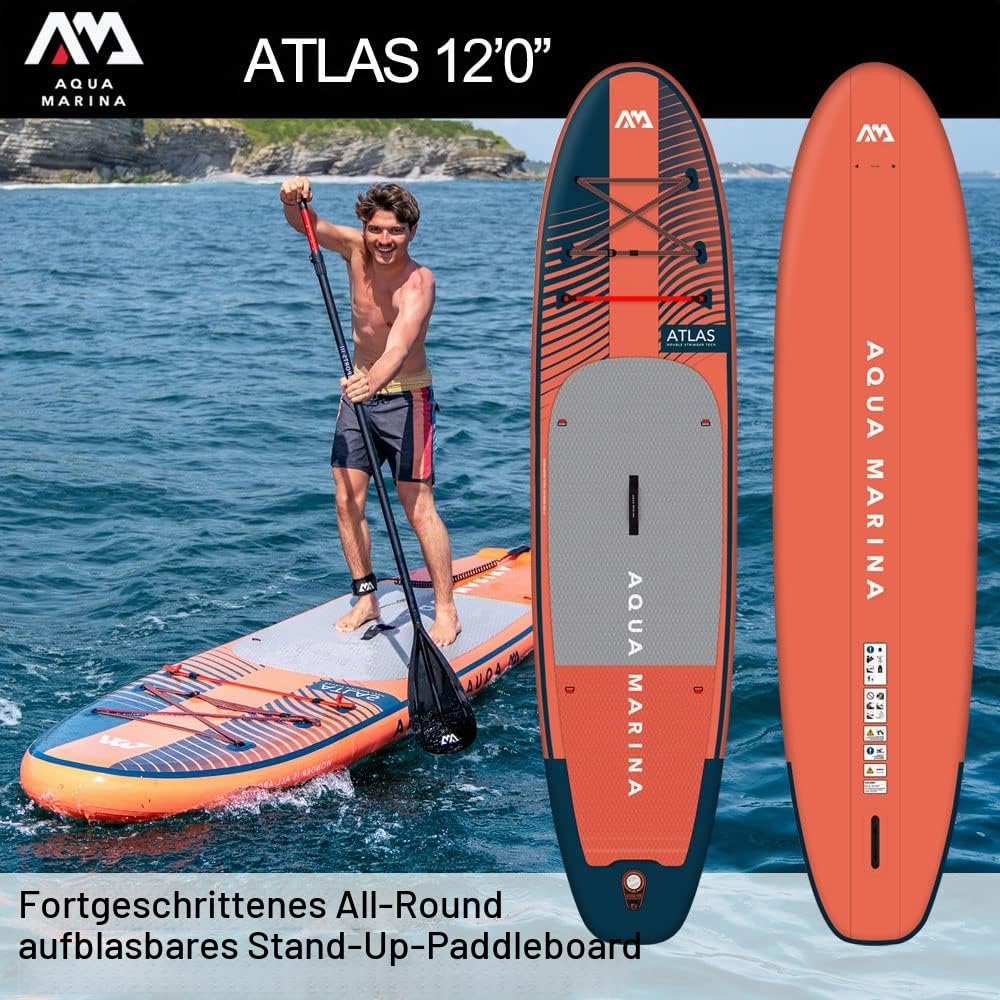 Aqua Marina Atlas 3.6 m Premium Aufblasbares Stand Up Paddle Board (iSUP) Paket, 366cm Länge