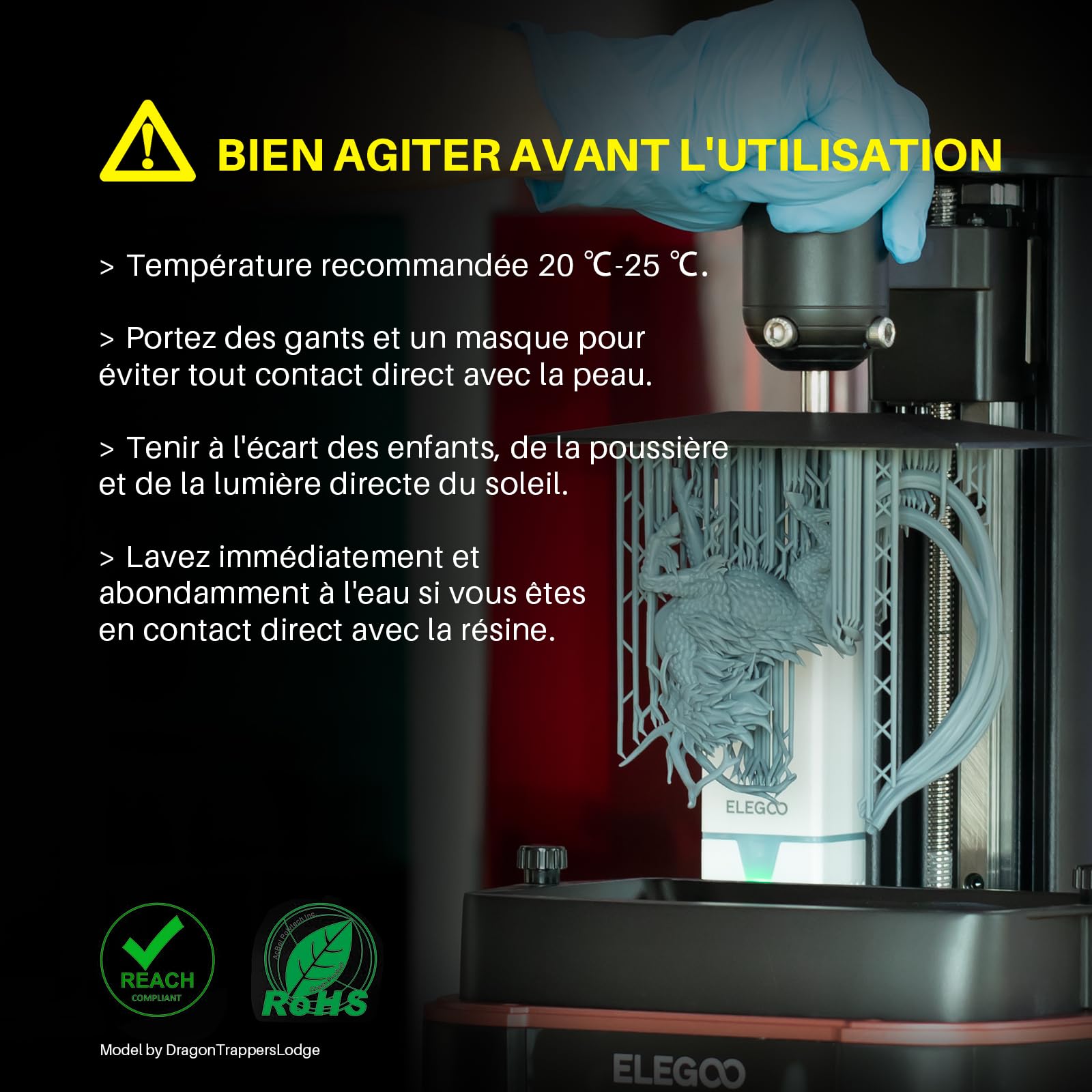 ELEGOO Résine ABS-Like 2.0 d'Imprimante 3D LCD Résine à Photopolymérisation UV 405 nm, Compatible avec ELEGOO Imprimante 3D, Haute Précision, Faible Odeur, Gris 1000g