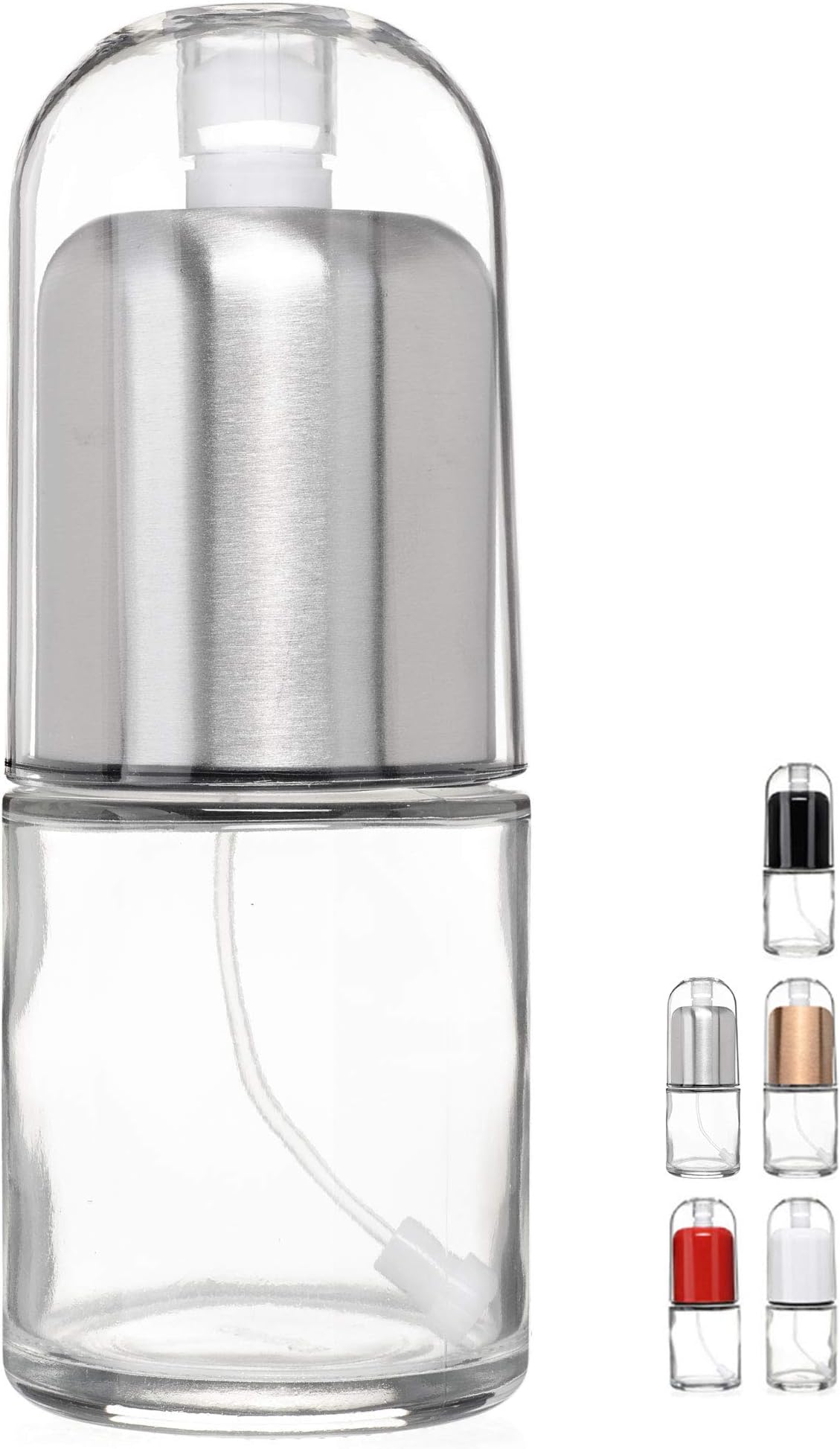 Premium Olive Oil Mister and Cooking Sprayer with Clog-Free Filter and Glass Bottle by CHEFVANTAGE - Stainless Steel