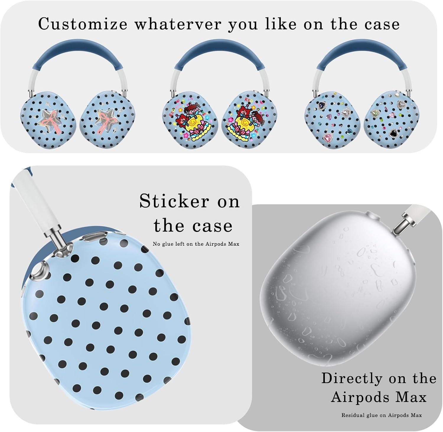 Case Cover for AirPods Max Headphones,Anti-Scratch Ear Pad Case Cover/Ear Cups Cover/Headband Cover/Top Pad Protector,for AirPods Max. Clear Soft TPU and Silicone,Skin Scratch Proof.