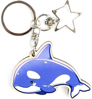 PeachyApricot Cute Orca Whale Keychain Charm Sea Ocean Animal Accessories Gift (2”) (Orca Whale)