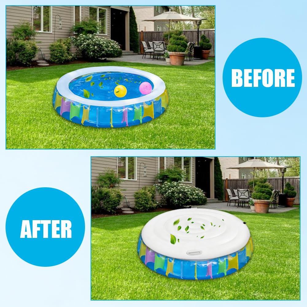 Couverture de Spa Gonflable, 140cm Couvercle Gonflable Rond, Couvercle Spa, Couverture de Bain Gonflable avec Poignées, pour Spa, pour Extérieur Jardin (Blanc)