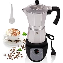 Aluminum Electric Moka Pot 3-6 Cup 270ml Express Coffee Maker Stovetop