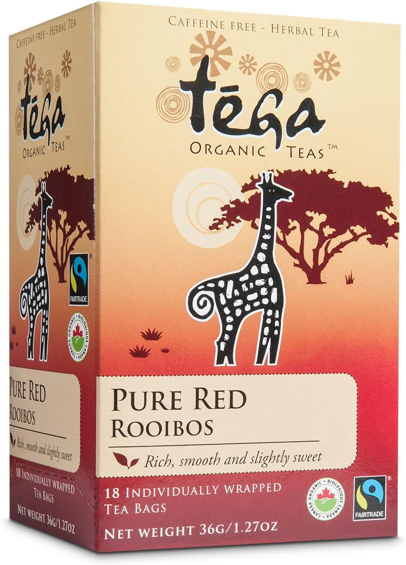 Tega Rooibos Tea, Pure Red, 18 Count, 1.27 Oz (Pack of 6)
