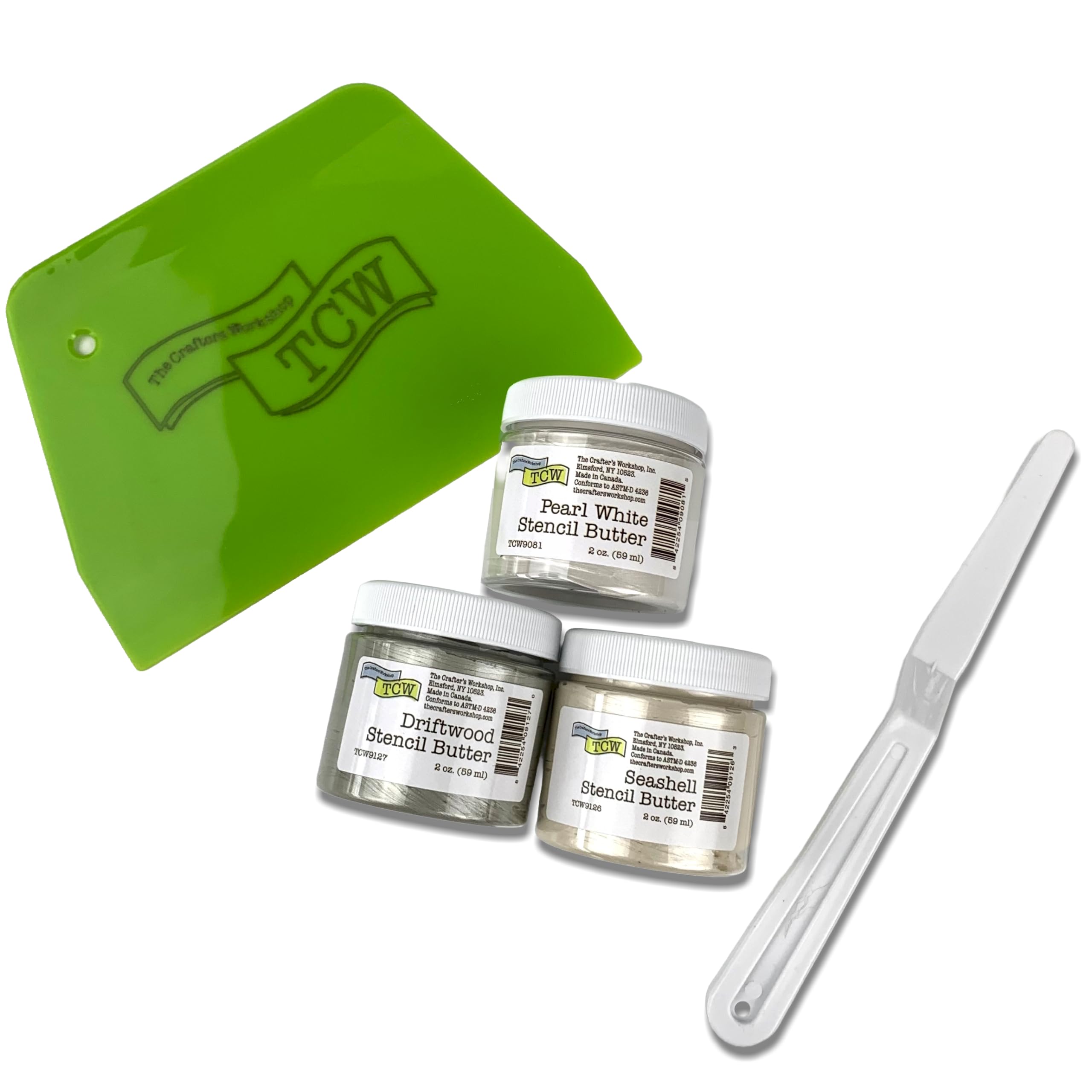 The Crafter's Workshop Dreamy Creams Paint Set and Art Kit – Stencil Butter Starter Kit with 3 Colors in 2-oz Jars of Paint Paste + 2 Tools – DIY Painting Set for Canvas, Journals & More