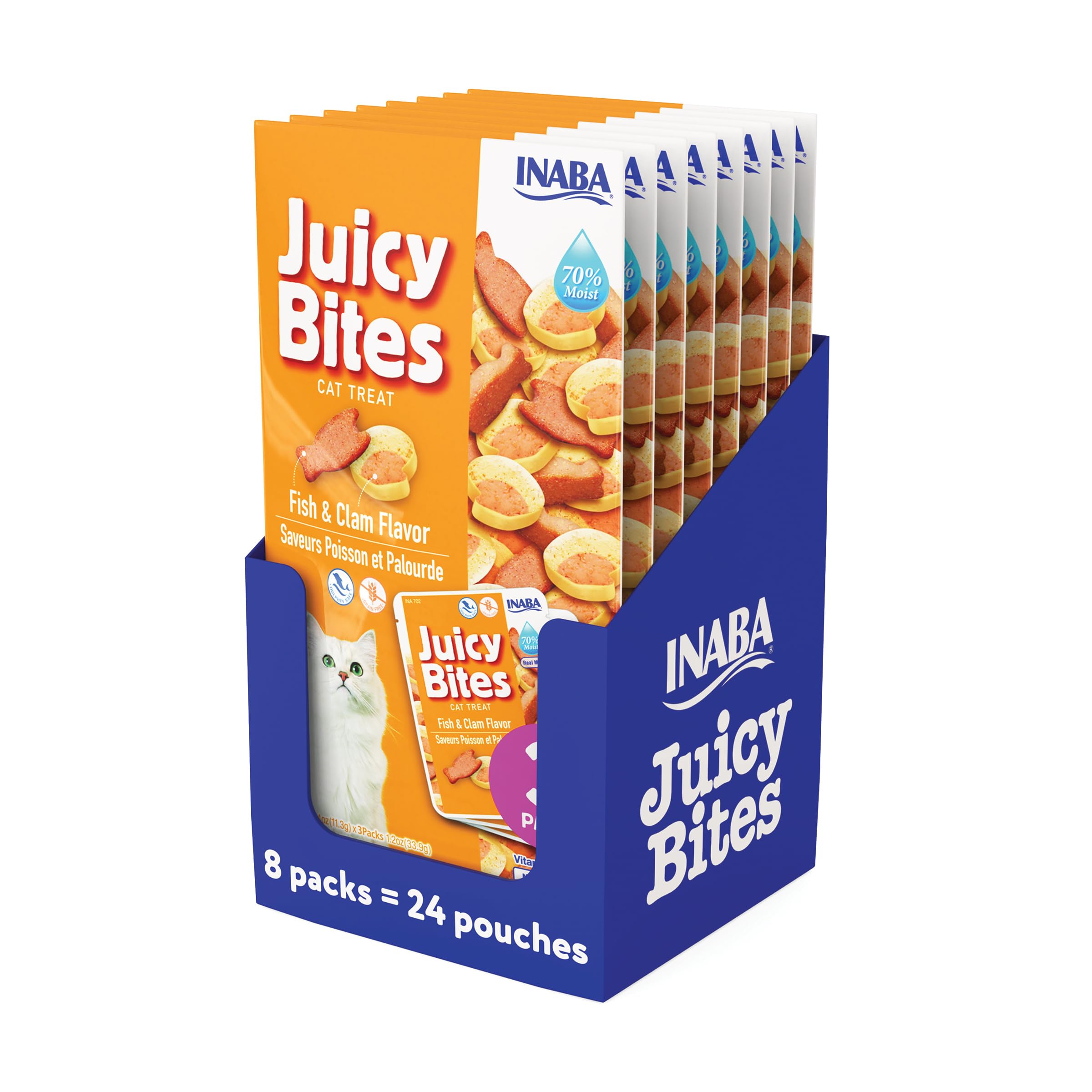 INABA Juicy Bites Grain-Free, Soft/Moist/Chewy Cat Treats, 0.4 oz per Pack, 24 Packs