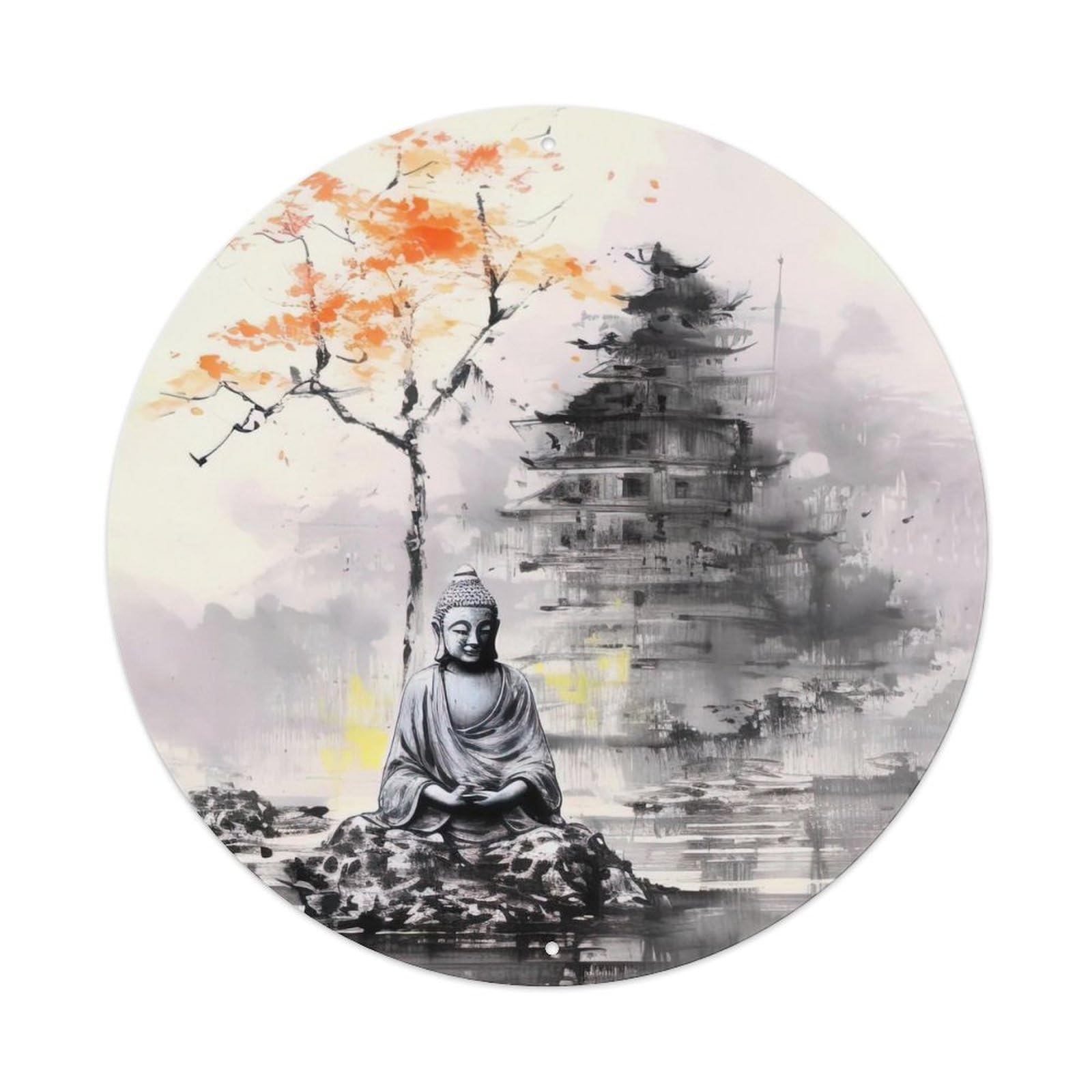 Buddha River Meditation Buddhist Zen Landscape Metal Tin Sign