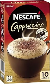 Nescafe Cappuccino Instant Coffee Sachets 10 Pack - Creamy Frothy Cafe Style at Home