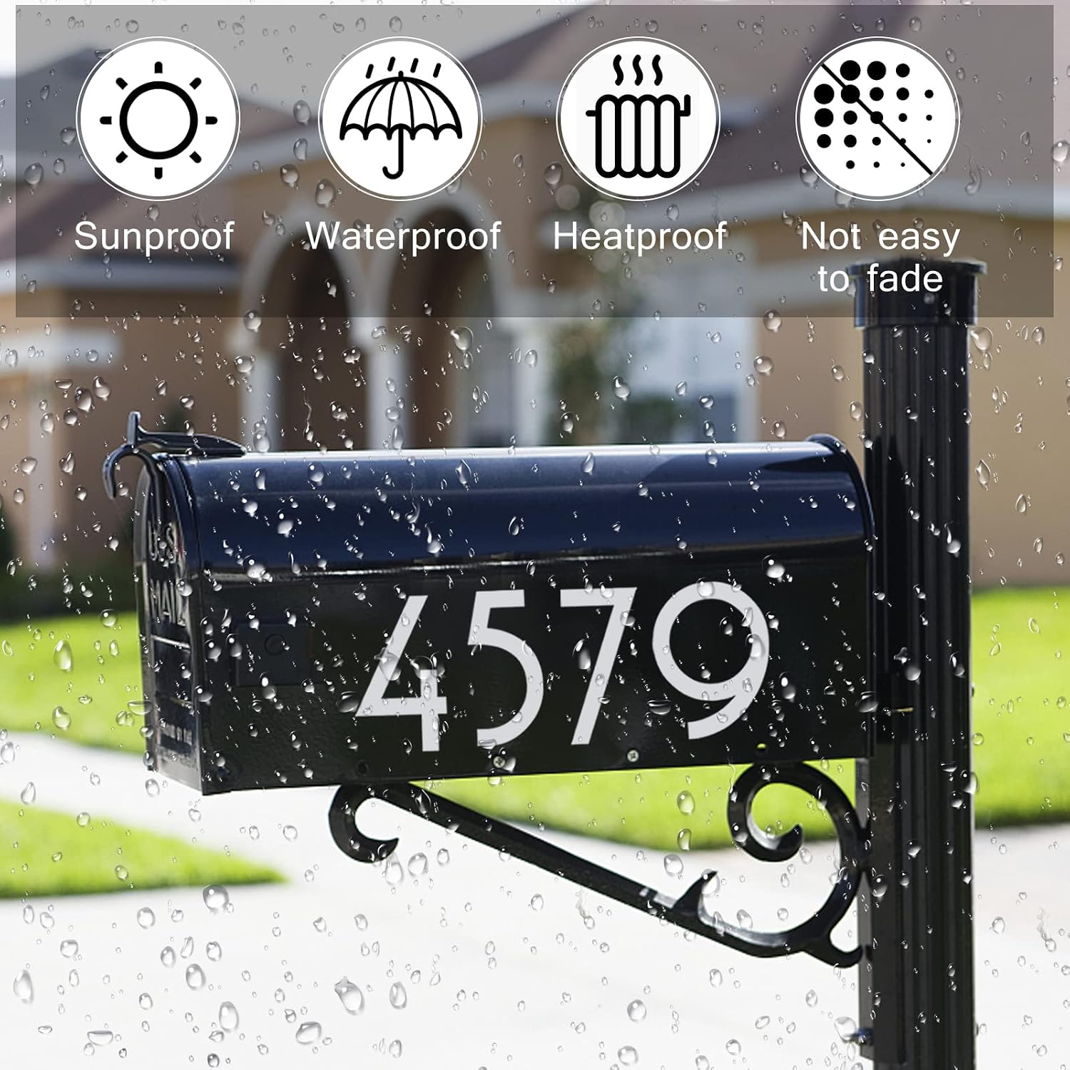 3 inch Reflective Mailbox Numbers Sticker - 40PCS White Mailbox Numbers Self Adhesive Waterproof House Numbers Decal Sticker for Trash Can Sign Door Home Address Number