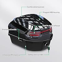 Vista 6 de 35L Motorcycle Top Case, Motorcycle Daily Tail Box Trunk Lockable Storage Carrier Plastic Case with Soft Backrest Universal Mounting for Helmet