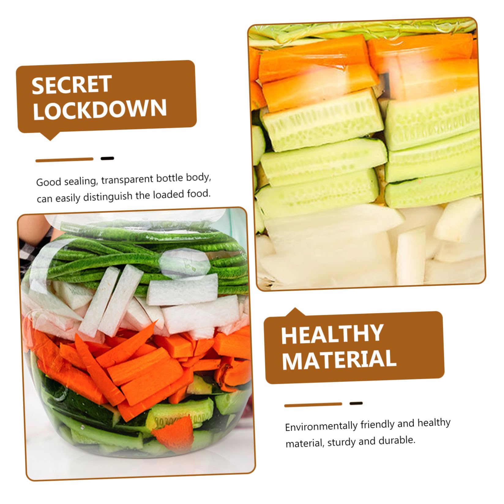 FRCOLOR Tarro de Cristal para Encurtidos de Cocina 5 Litros, Vidrio Borosilicato Resistente al Calor, Sellado Hermético para Conservar Alimentos Frescos y Secos, Adecuado para