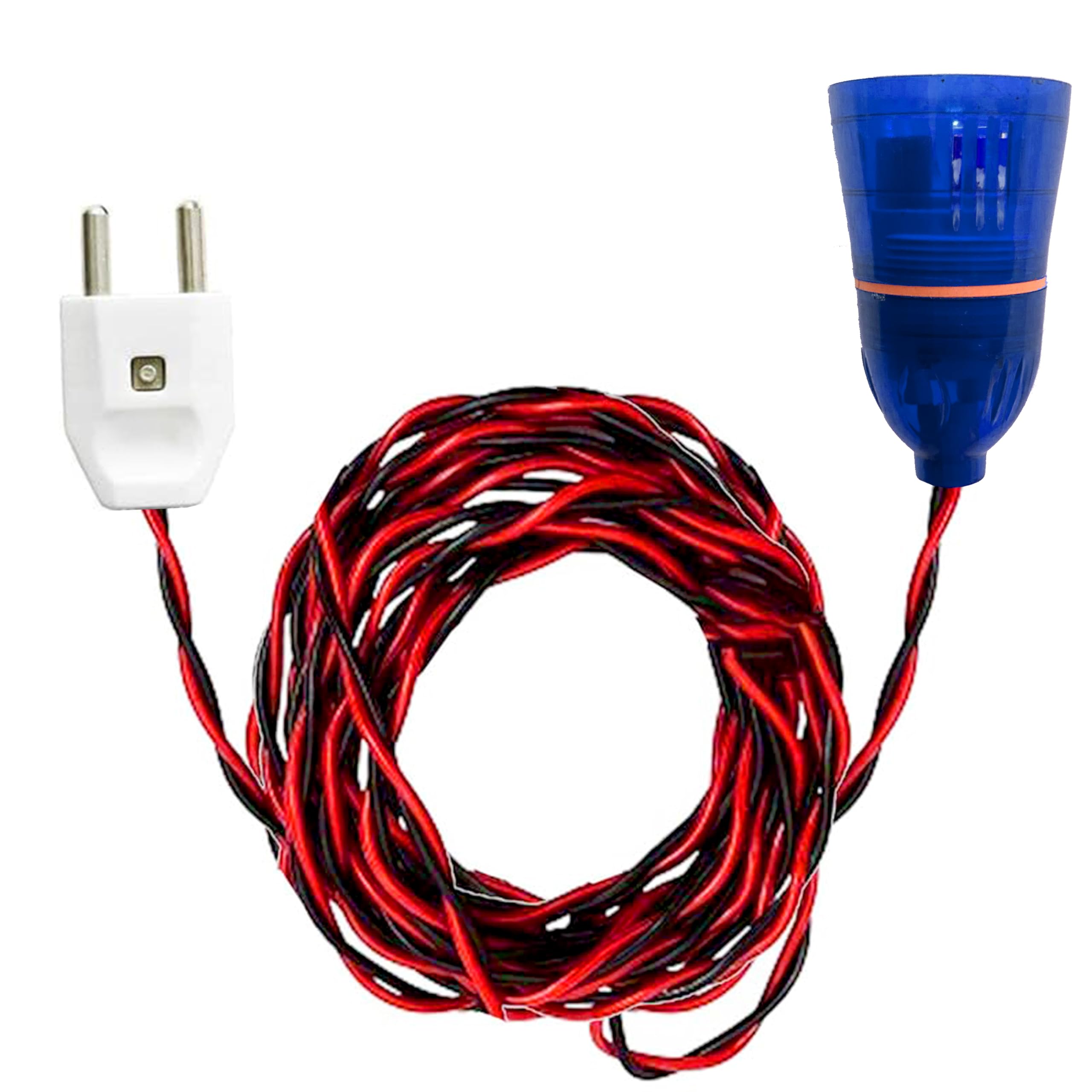 Suvigya Blue Multipurpose Bulb Holder with Extension Cable, Bulb Holder with Flexible Wire & 2-Pin Plug for Festive Decorations, B22 Holder Socket, Red, Black, 2 Meters