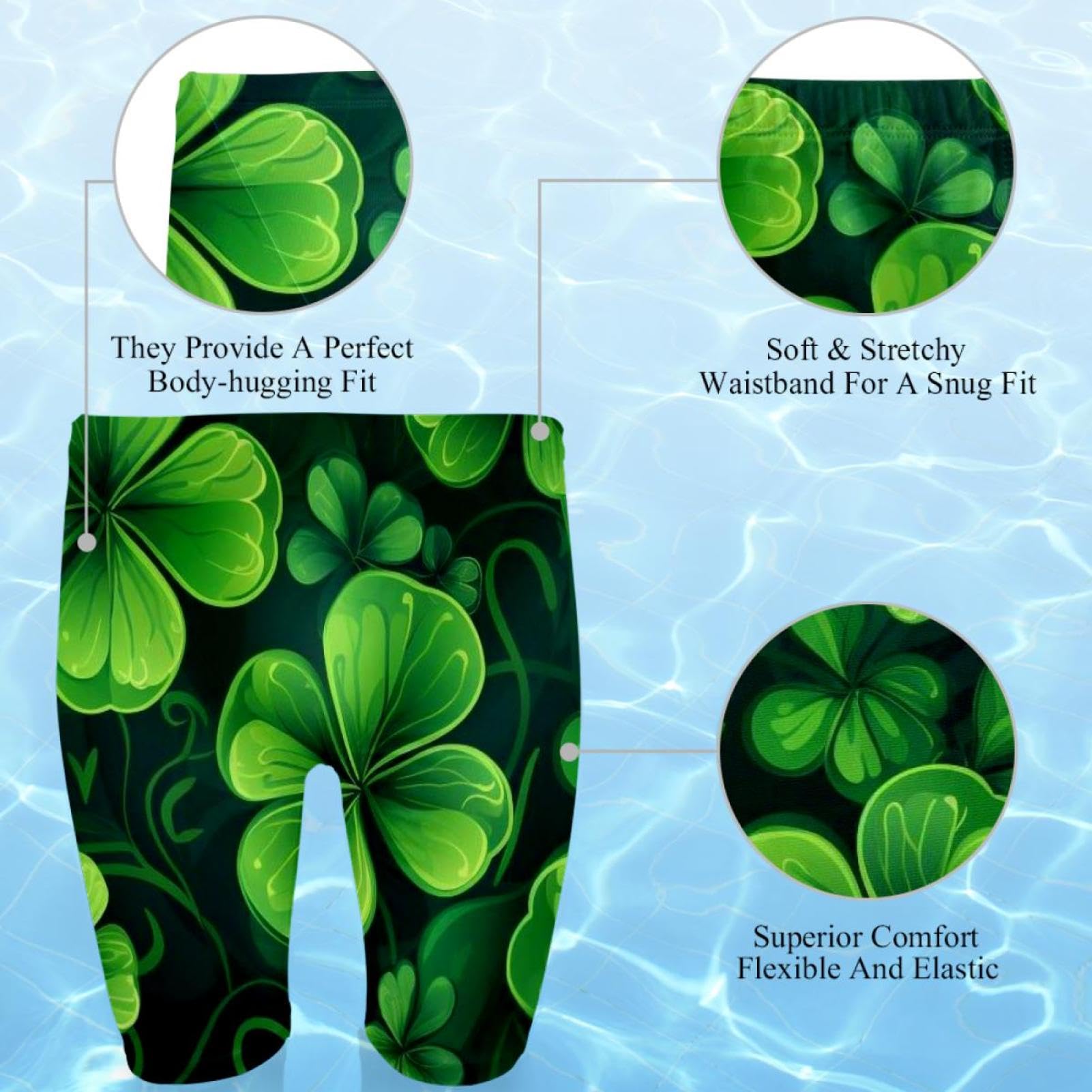 St Patrick's Day Swimsuit for Men & Boys,Competition Lap Swim Suit, Square Leg Endurance Training Multicoloured
